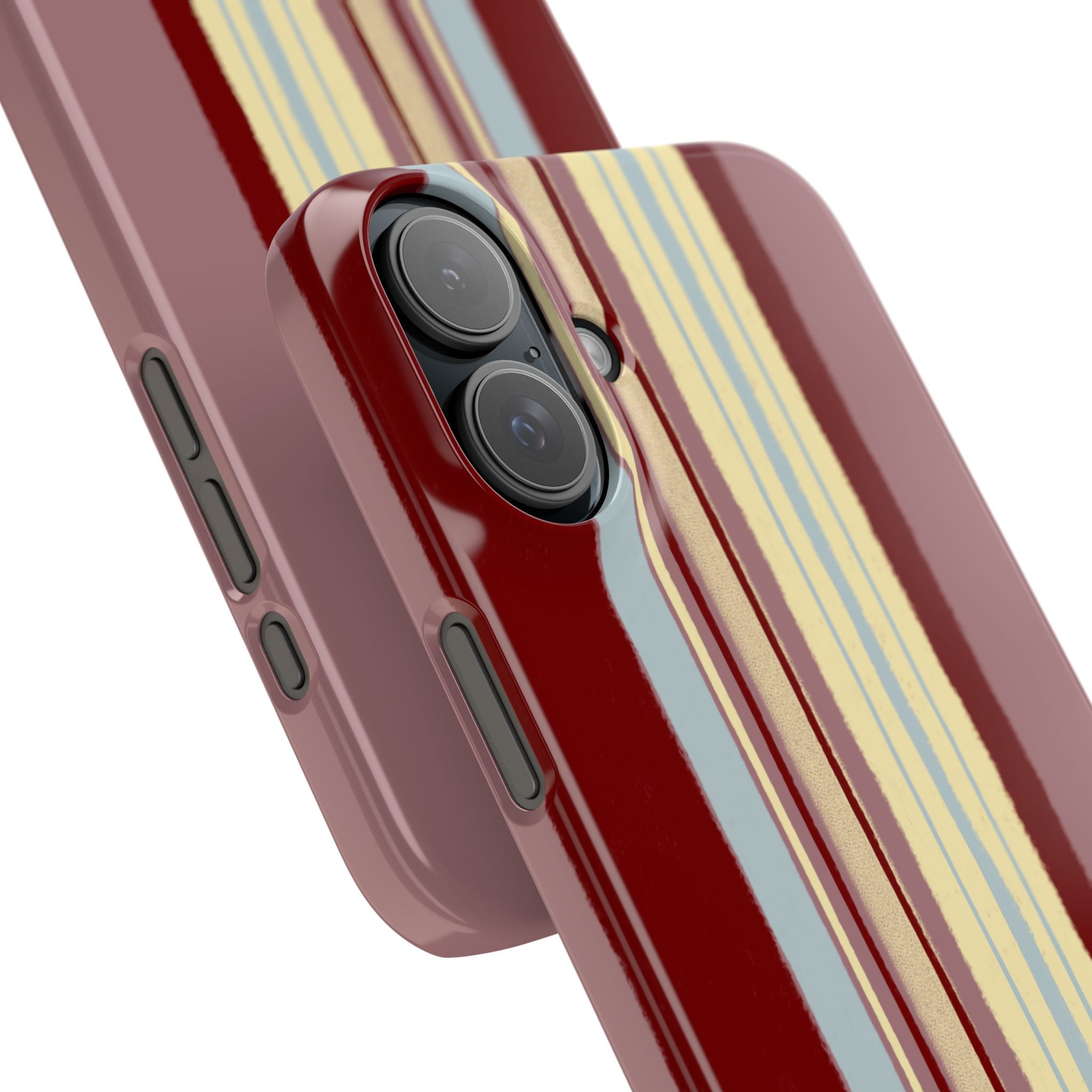 Slim Phone Case — Retro Vertical Stripe Design (Red, Blush, Cream)