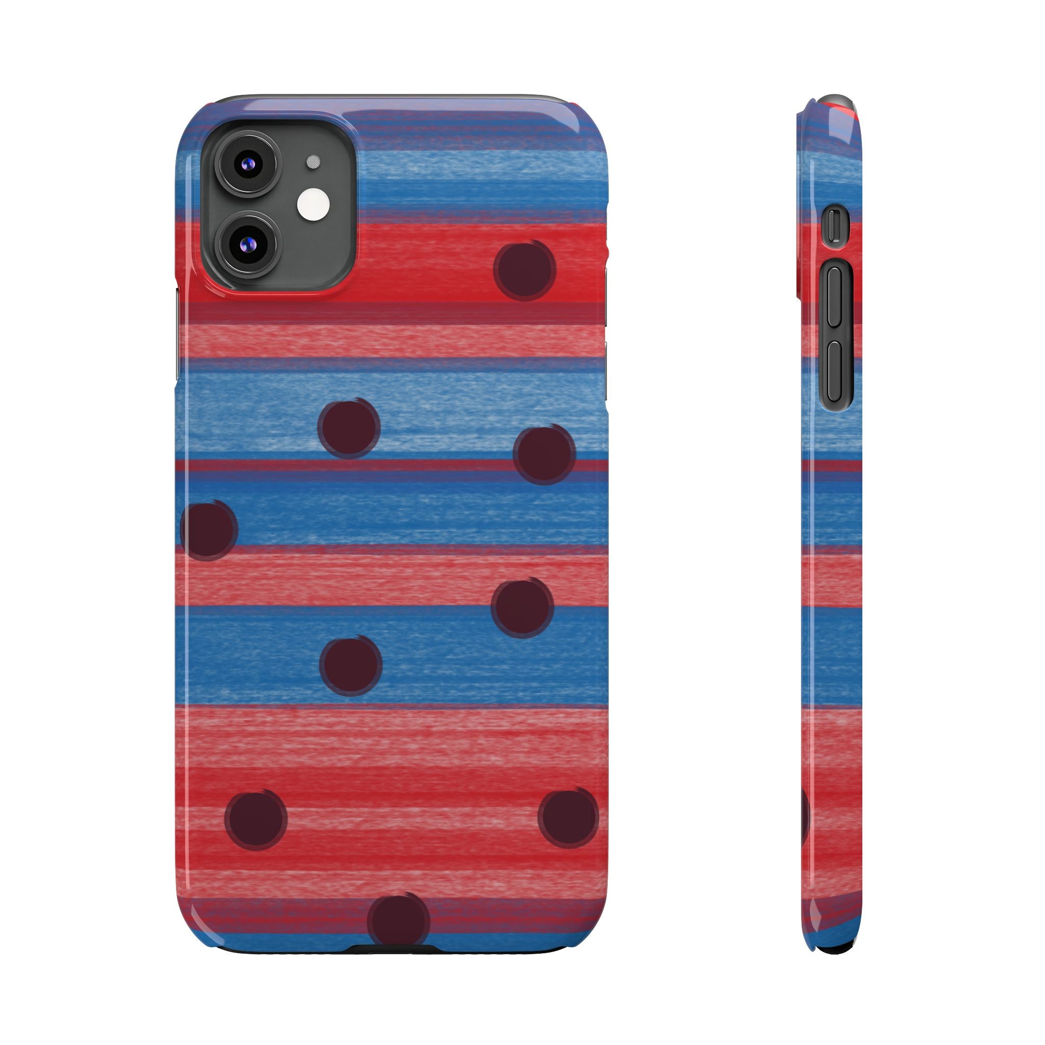 Slim Phone Case — Red & Blue Striped Polka Dot Pattern SATC Inspired