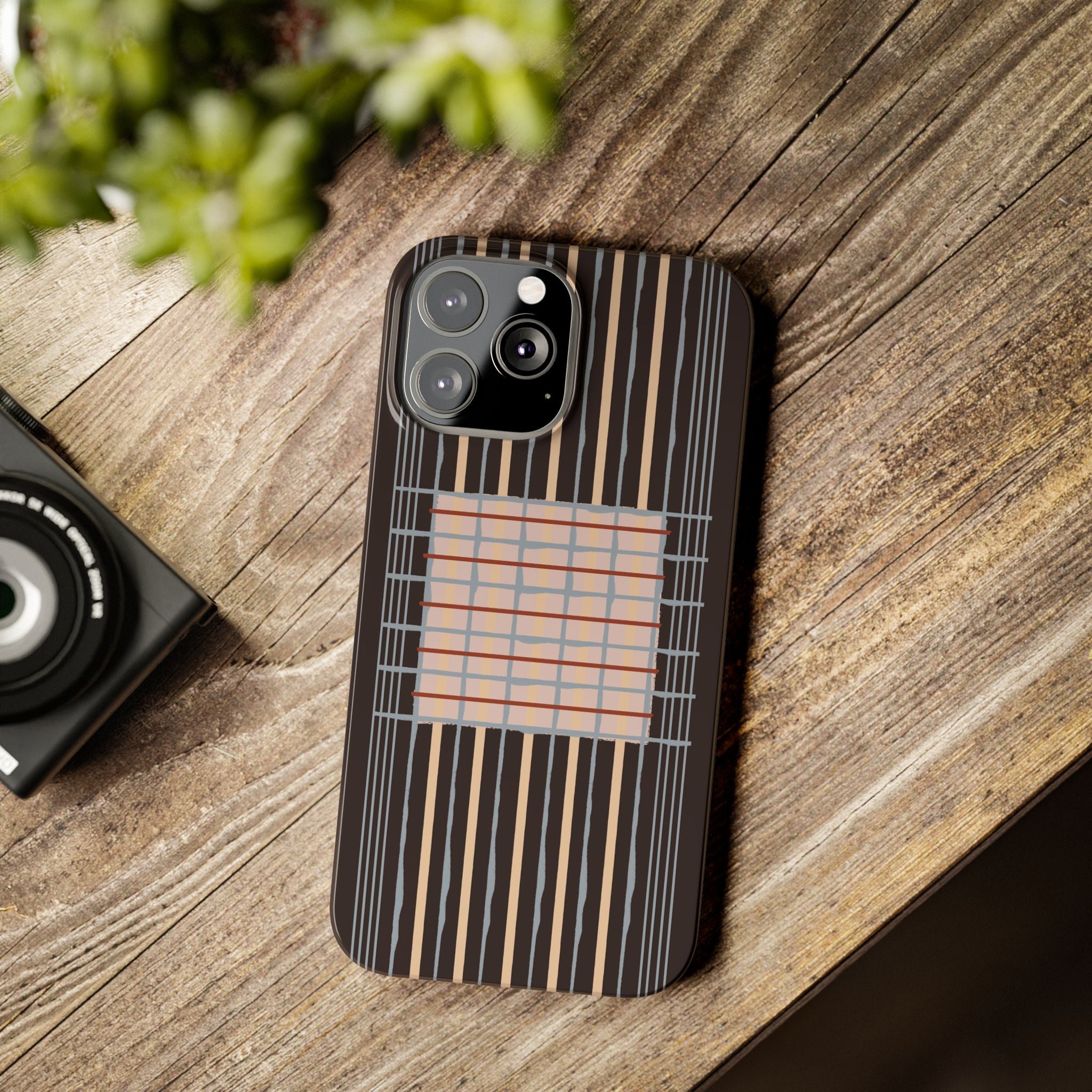Slim Phone Case — Modern Geometric Stripe Pattern