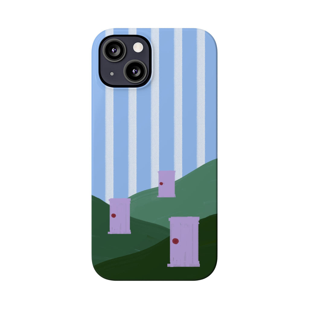 Slim Phone Case — Whimsical Purple Doorway on Green Hills Backrooms-Inspired