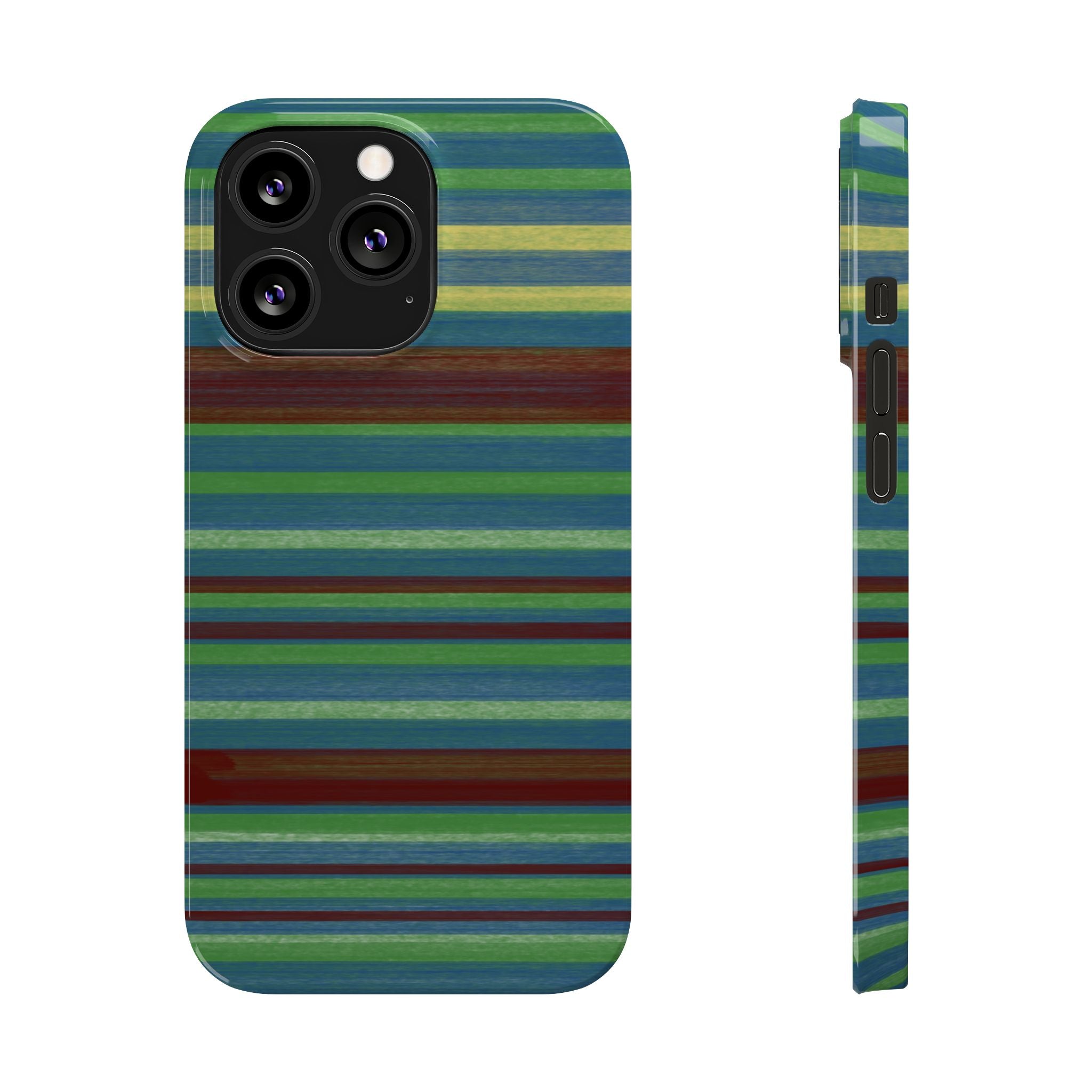 Striped Green Slim Phone Case — Blue & Teal Horizontal Stripes SATC Inspired
