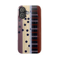 Abstract Stripes & Polka Dot Slim Phone Case — Retro Brown Artistic Pattern SATC Inspired