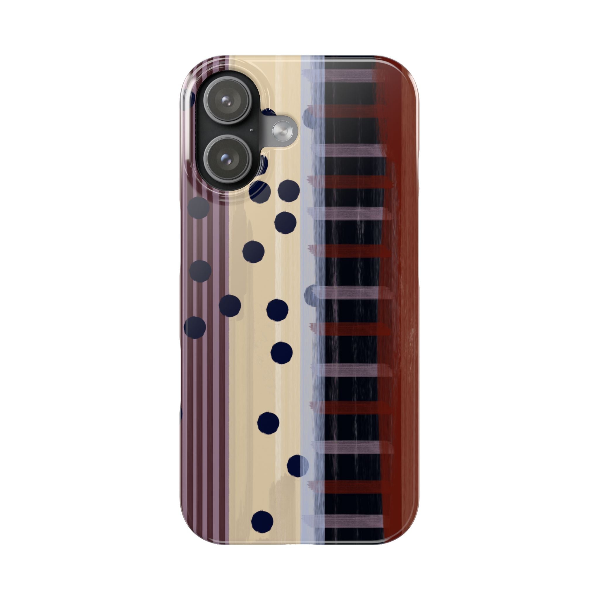 Abstract Stripes & Polka Dot Slim Phone Case — Retro Brown Artistic Pattern SATC Inspired
