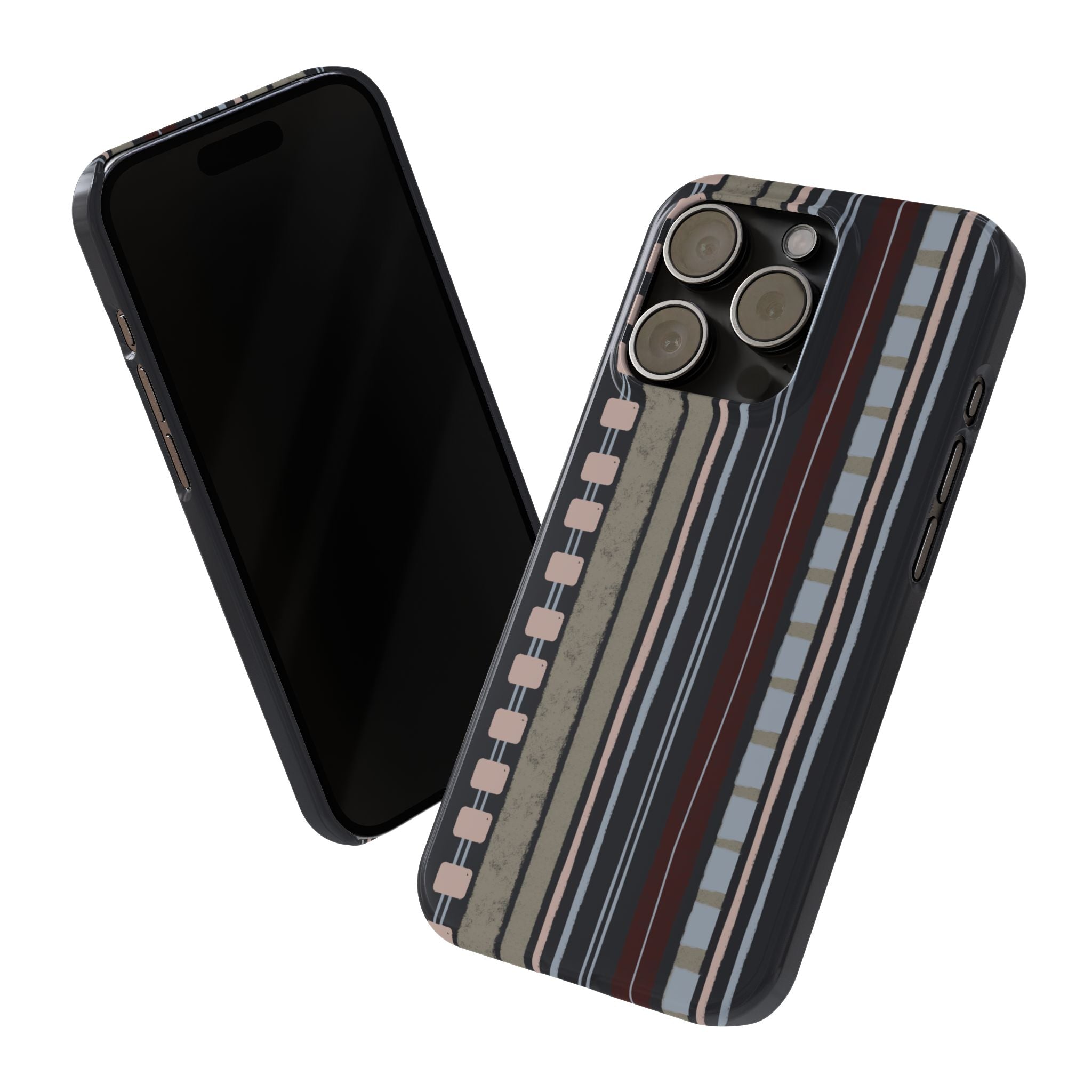 Slim Phone Case — Vintage Striped Pattern, Neutral Earthtone Protective Cover