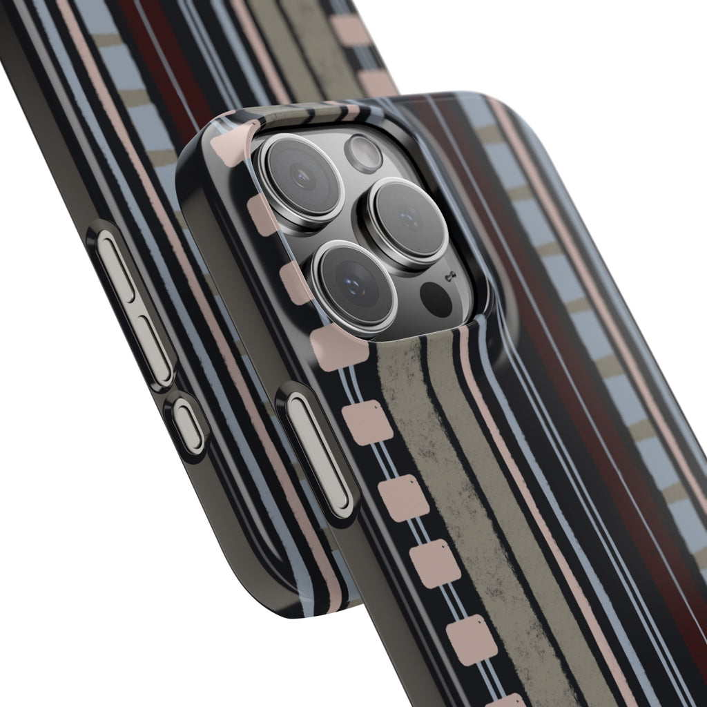 Slim Phone Case — Vintage Striped Pattern, Neutral Earthtone Protective Cover