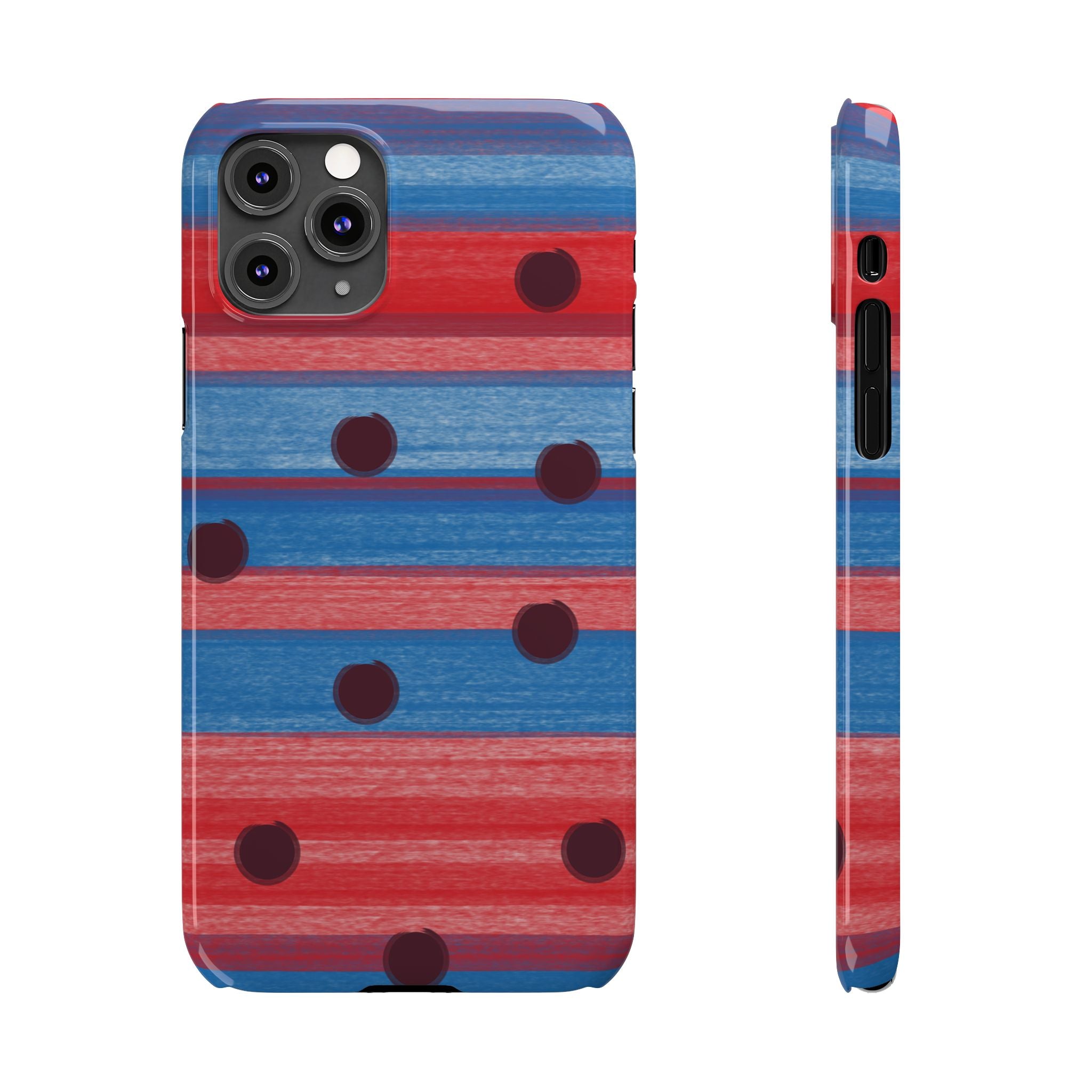 Slim Phone Case — Red & Blue Striped Polka Dot Pattern SATC Inspired