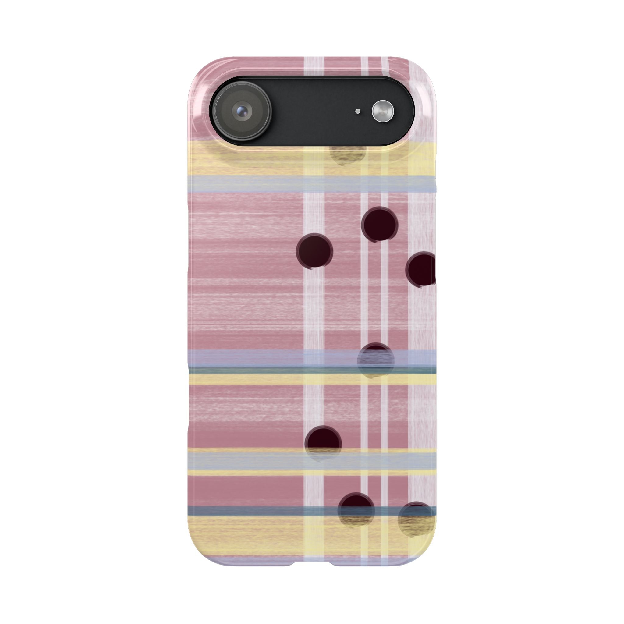 Slim Phone Case — Pink Plaid with Polka Dot Accent SATC Inspired