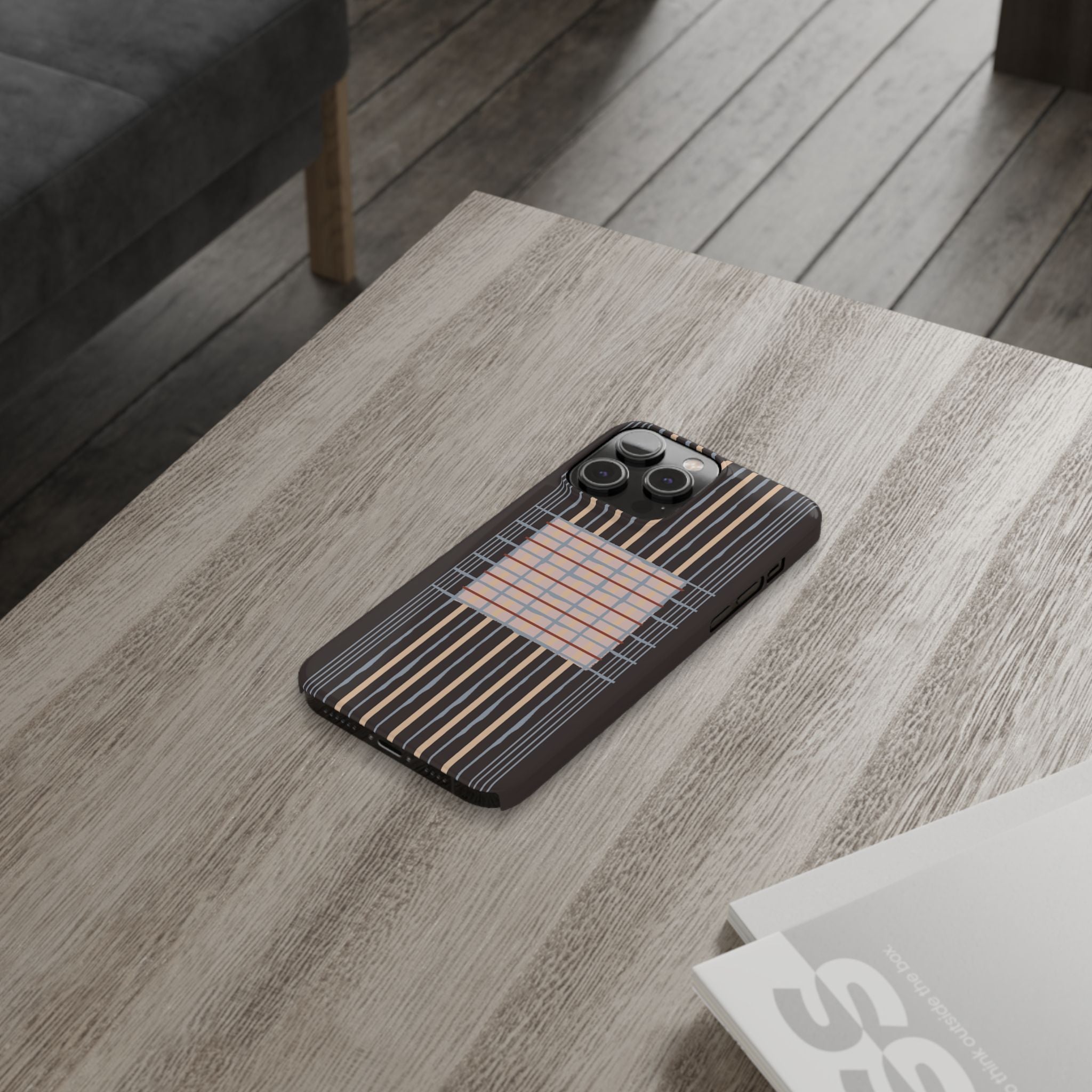 Slim Phone Case — Modern Geometric Stripe Pattern