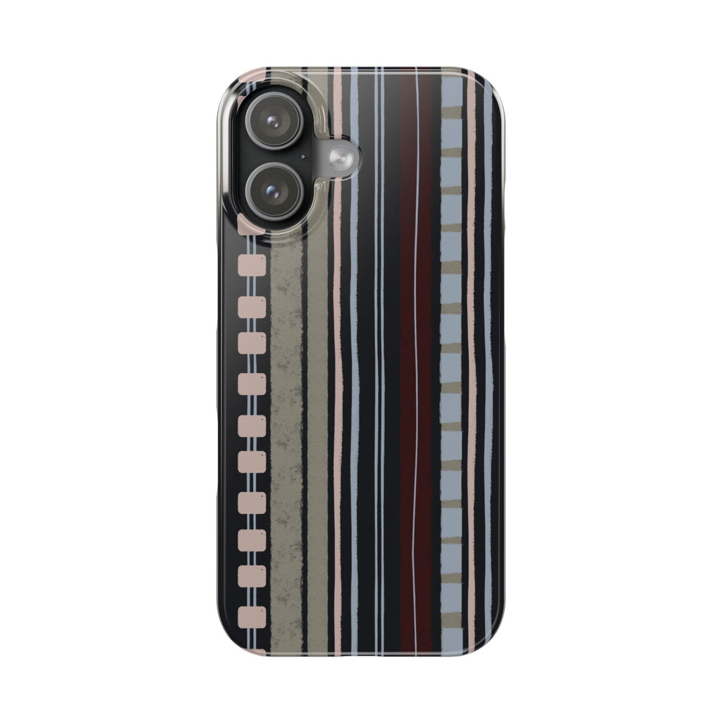 Slim Phone Case — Vintage Striped Pattern, Neutral Earthtone Protective Cover