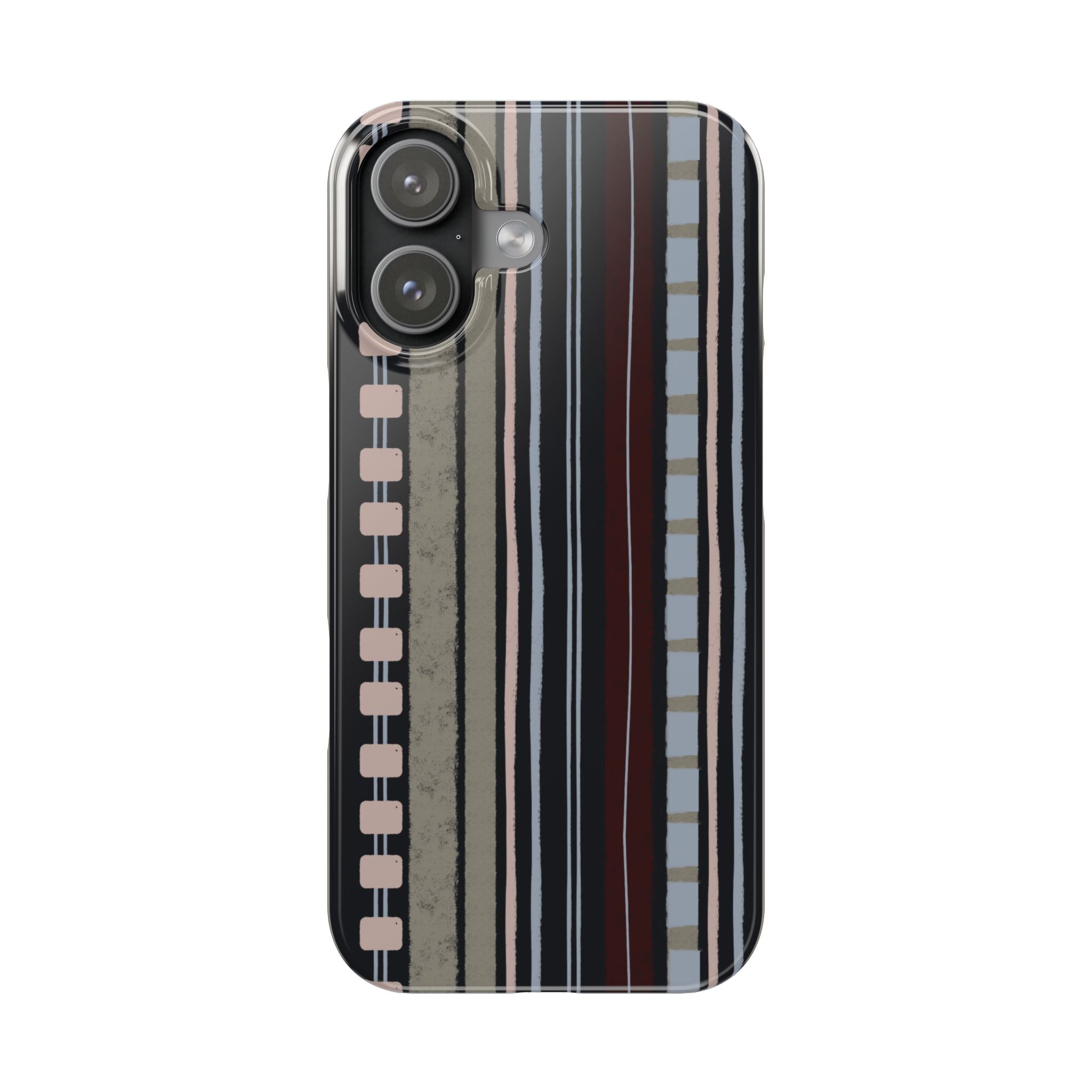 Slim Phone Case — Vintage Striped Pattern, Neutral Earthtone Protective Cover