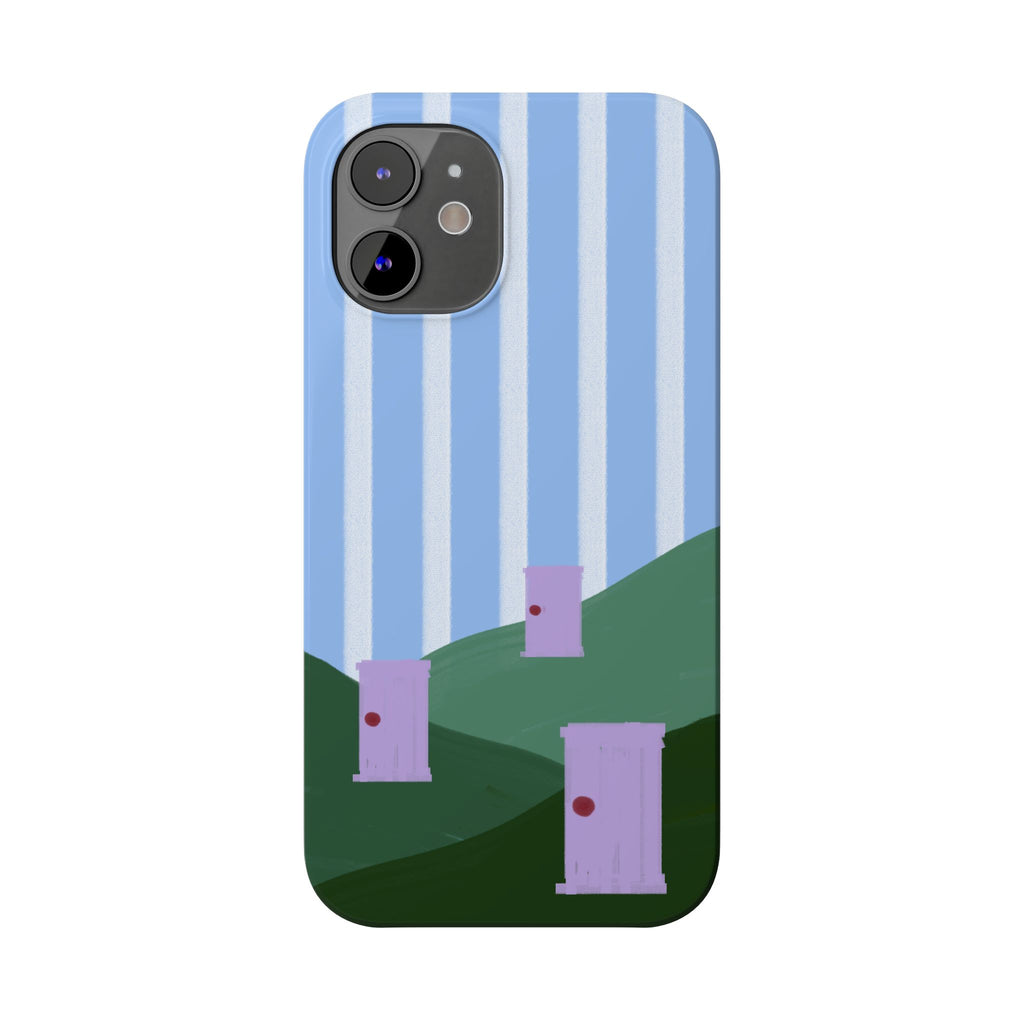 Slim Phone Case — Whimsical Purple Doorway on Green Hills Backrooms-Inspired