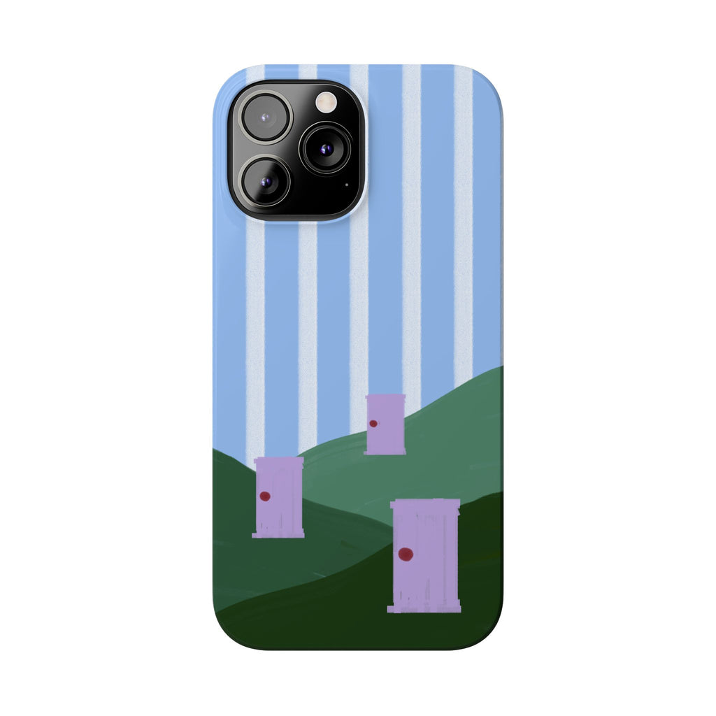 Slim Phone Case — Whimsical Purple Doorway on Green Hills Backrooms-Inspired