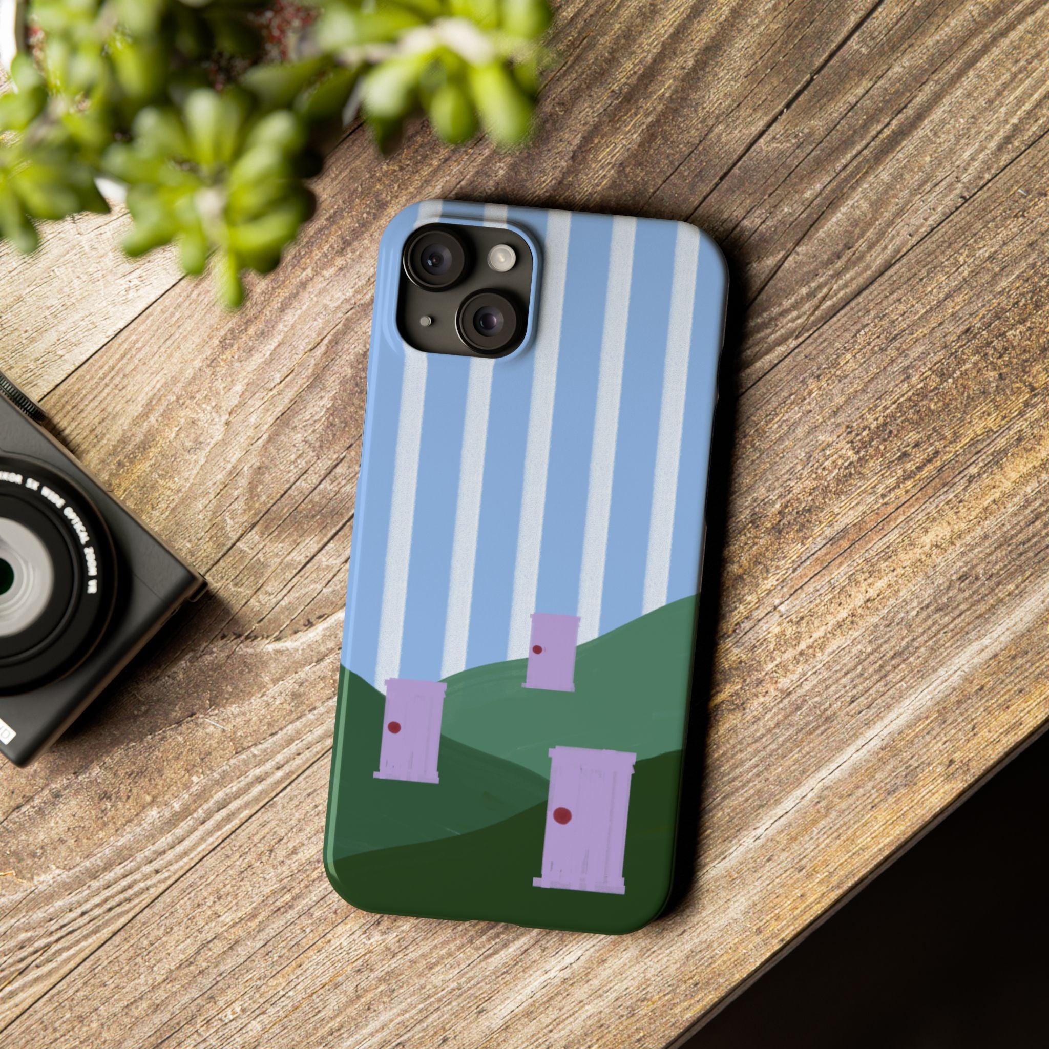 Slim Phone Case — Whimsical Purple Doorway on Green Hills Backrooms-Inspired