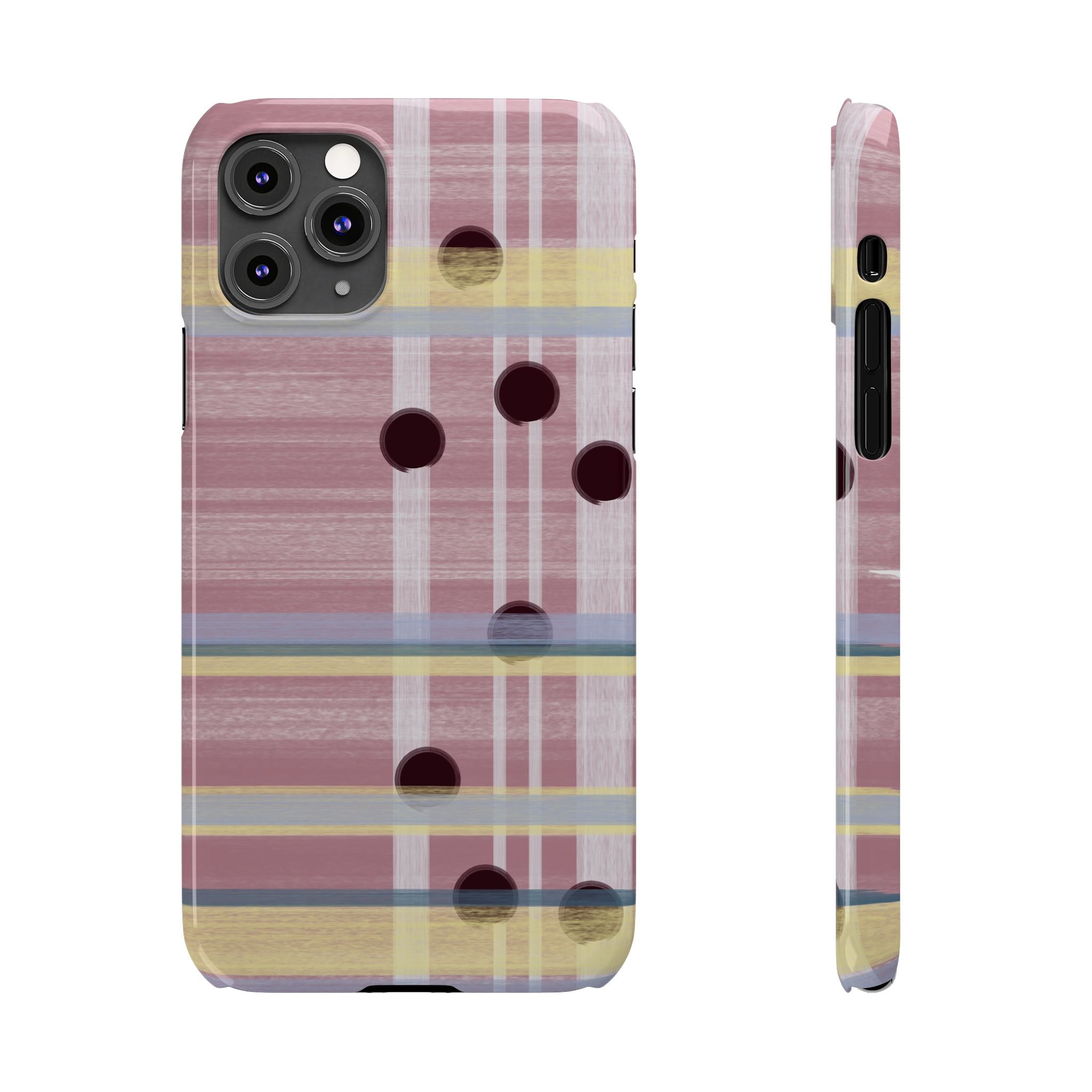 Slim Phone Case — Pink Plaid with Polka Dot Accent SATC Inspired