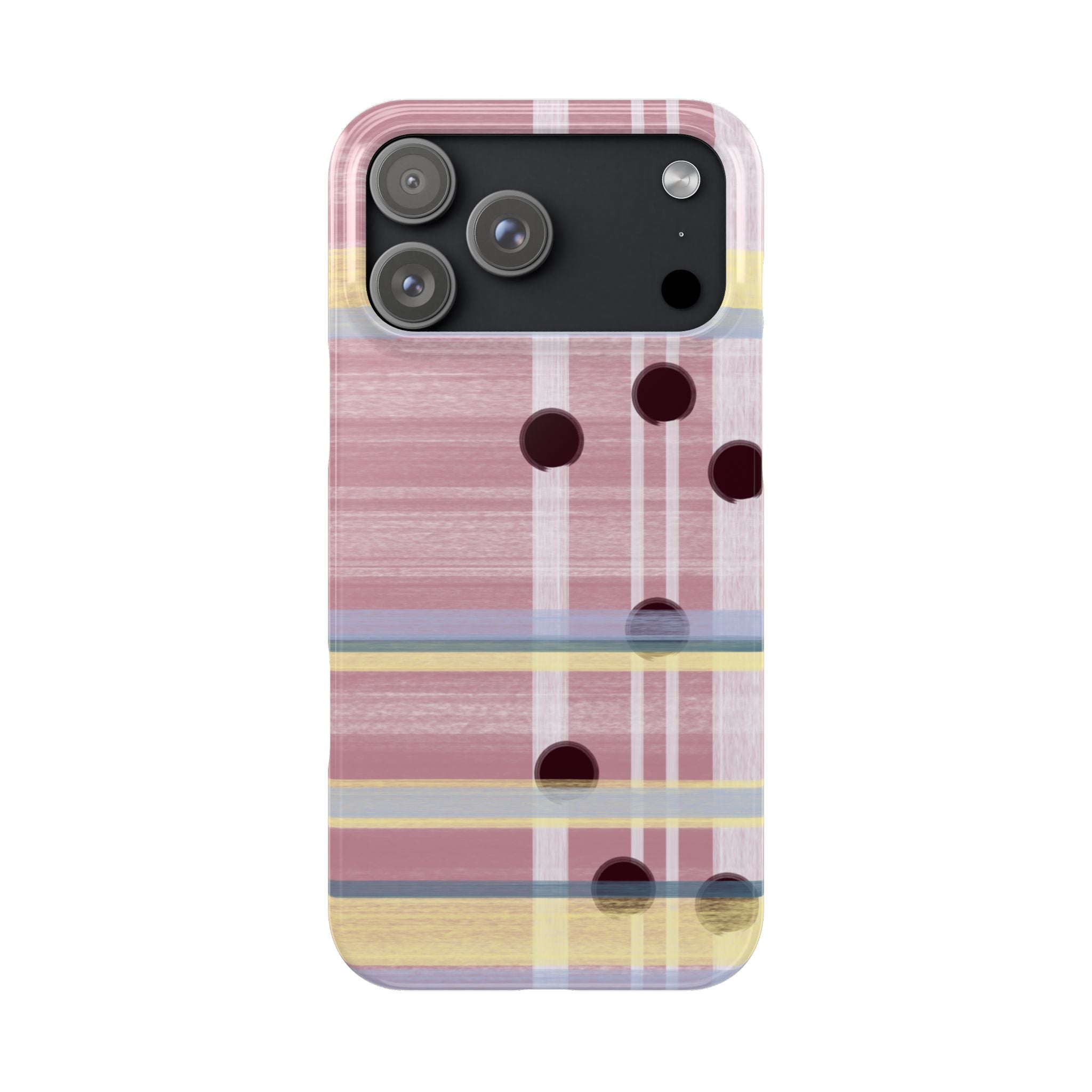 Slim Phone Case — Pink Plaid with Polka Dot Accent SATC Inspired