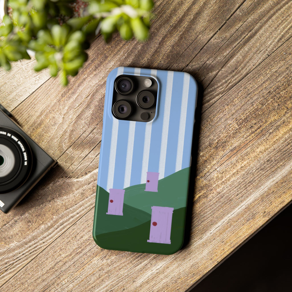 Slim Phone Case — Whimsical Purple Doorway on Green Hills Backrooms-Inspired
