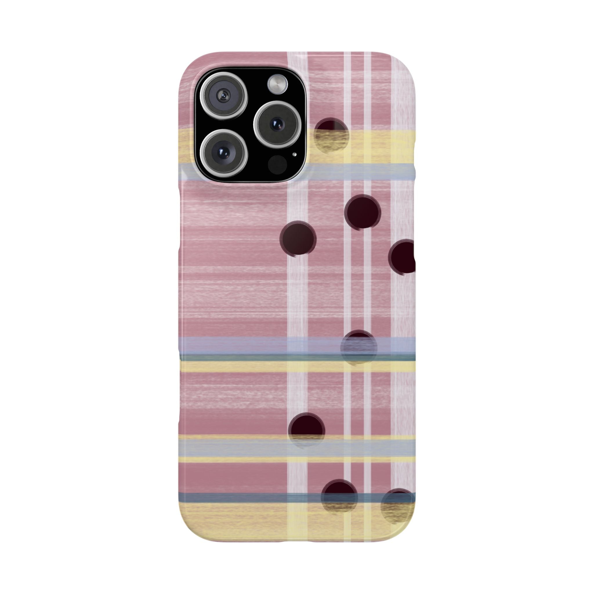 Slim Phone Case — Pink Plaid with Polka Dot Accent SATC Inspired