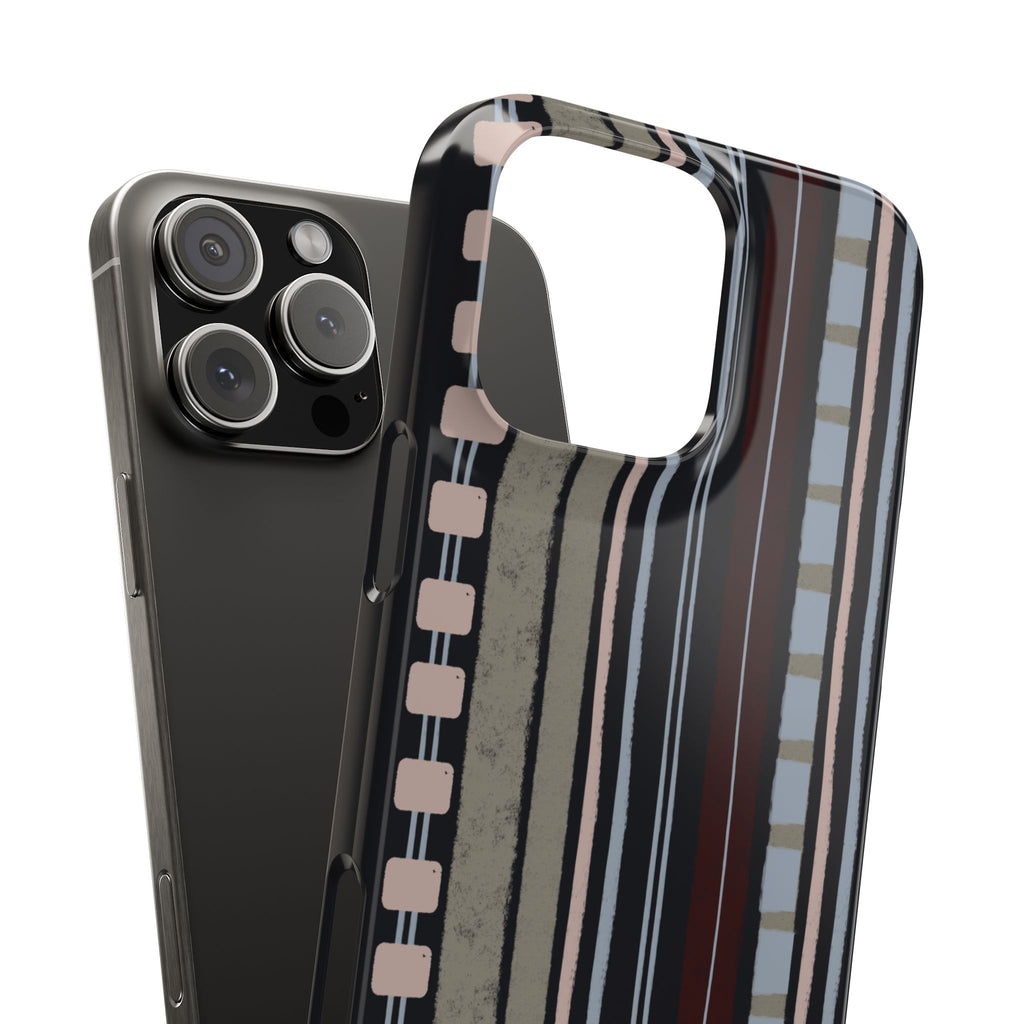 Slim Phone Case — Vintage Striped Pattern, Neutral Earthtone Protective Cover