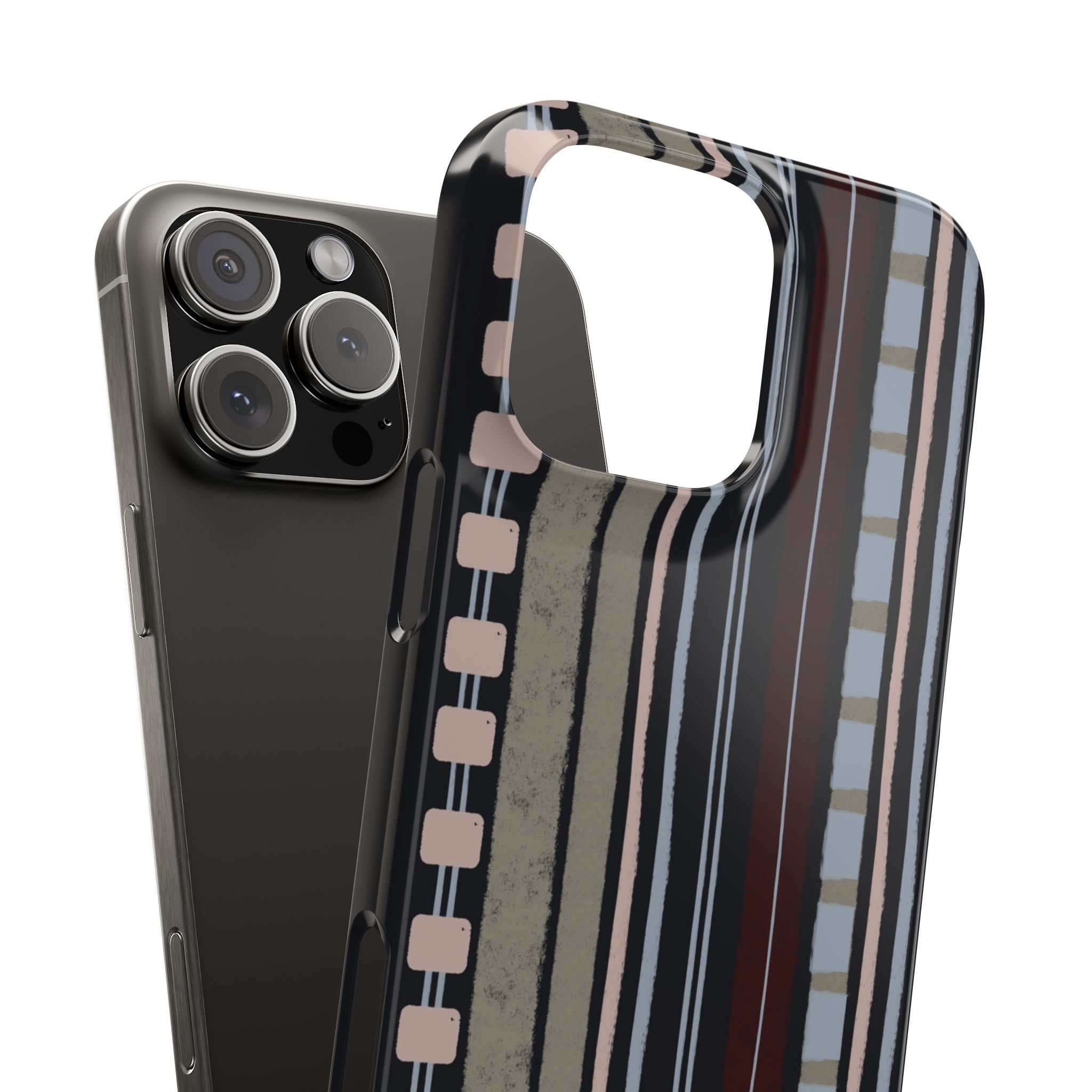 Slim Phone Case — Vintage Striped Pattern, Neutral Earthtone Protective Cover