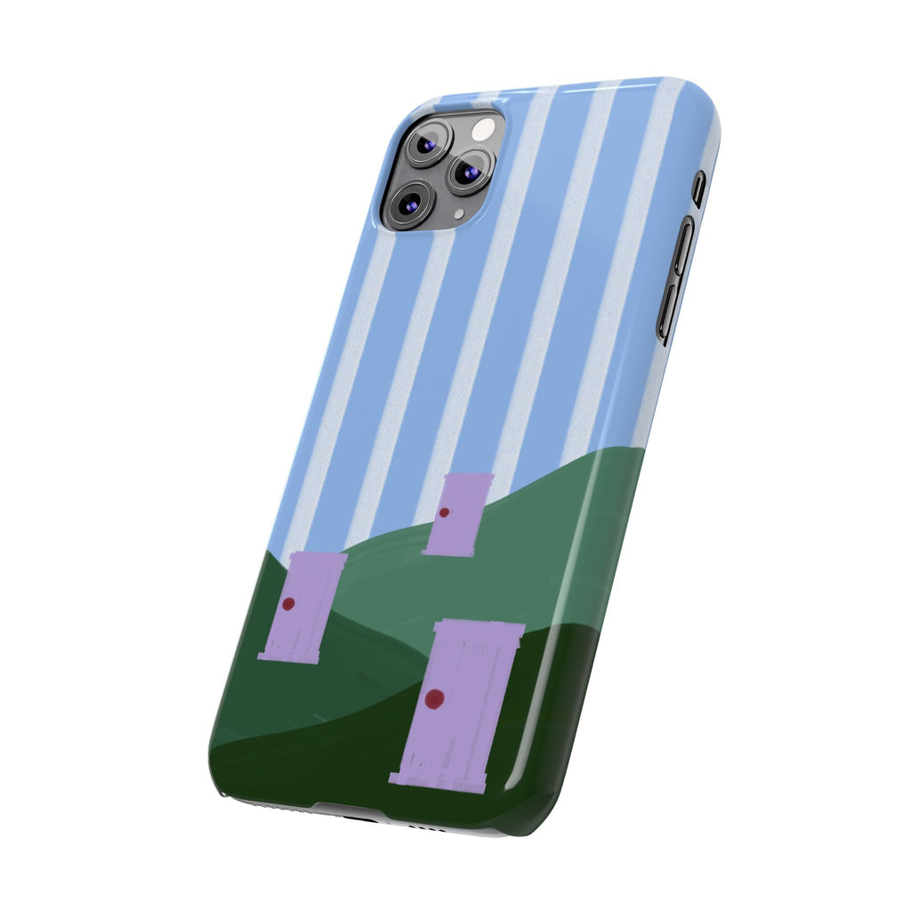 Slim Phone Case — Whimsical Purple Doorway on Green Hills Backrooms-Inspired