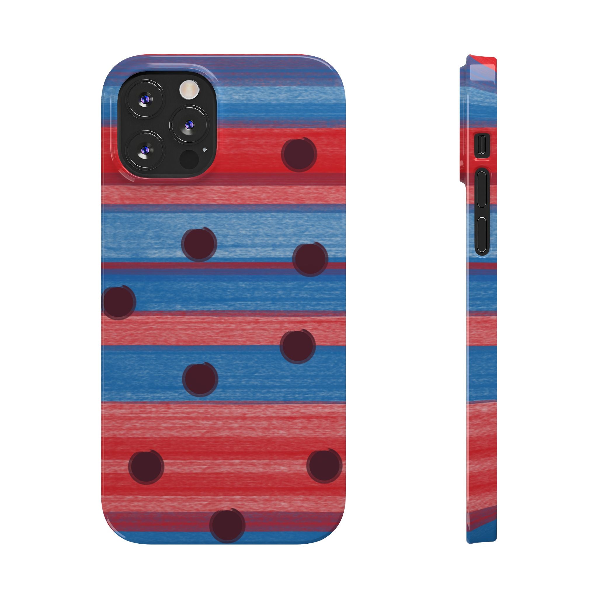 Slim Phone Case — Red & Blue Striped Polka Dot Pattern SATC Inspired