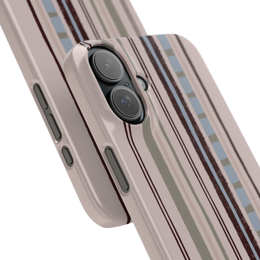 Slim Phone Case — Vintage Striped Pattern, Neutral Earthtone Protective Cover