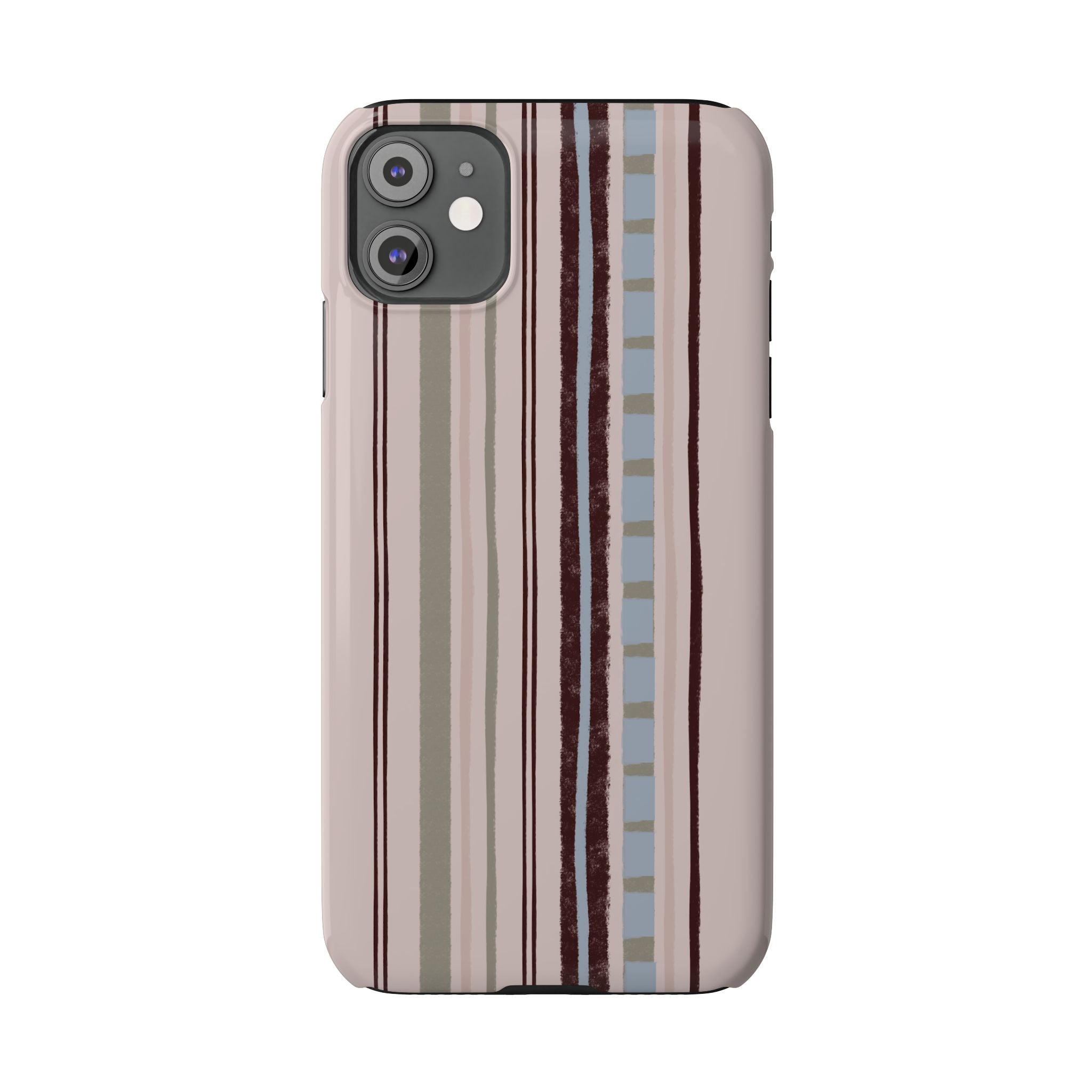Slim Phone Case — Vintage Striped Pattern, Neutral Earthtone Protective Cover