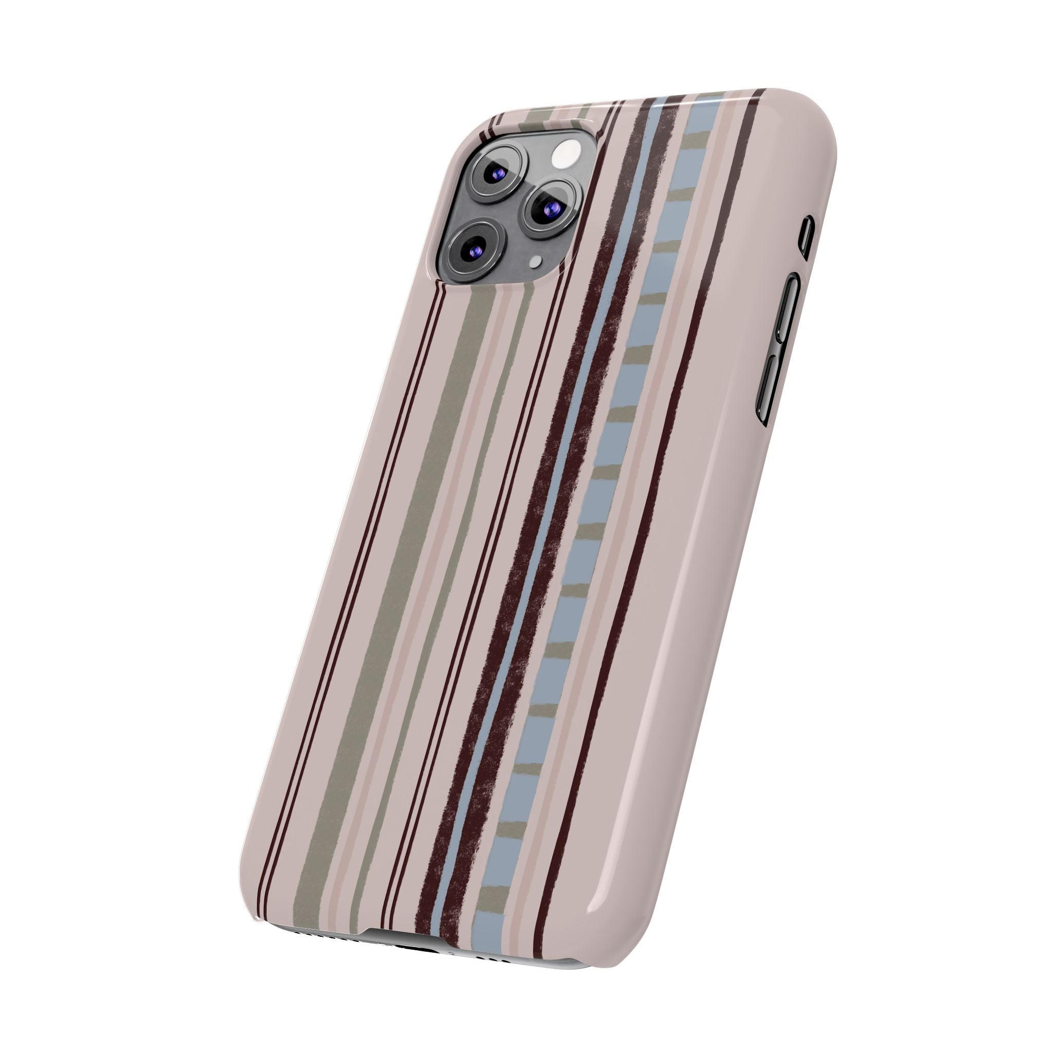 Slim Phone Case — Vintage Striped Pattern, Neutral Earthtone Protective Cover