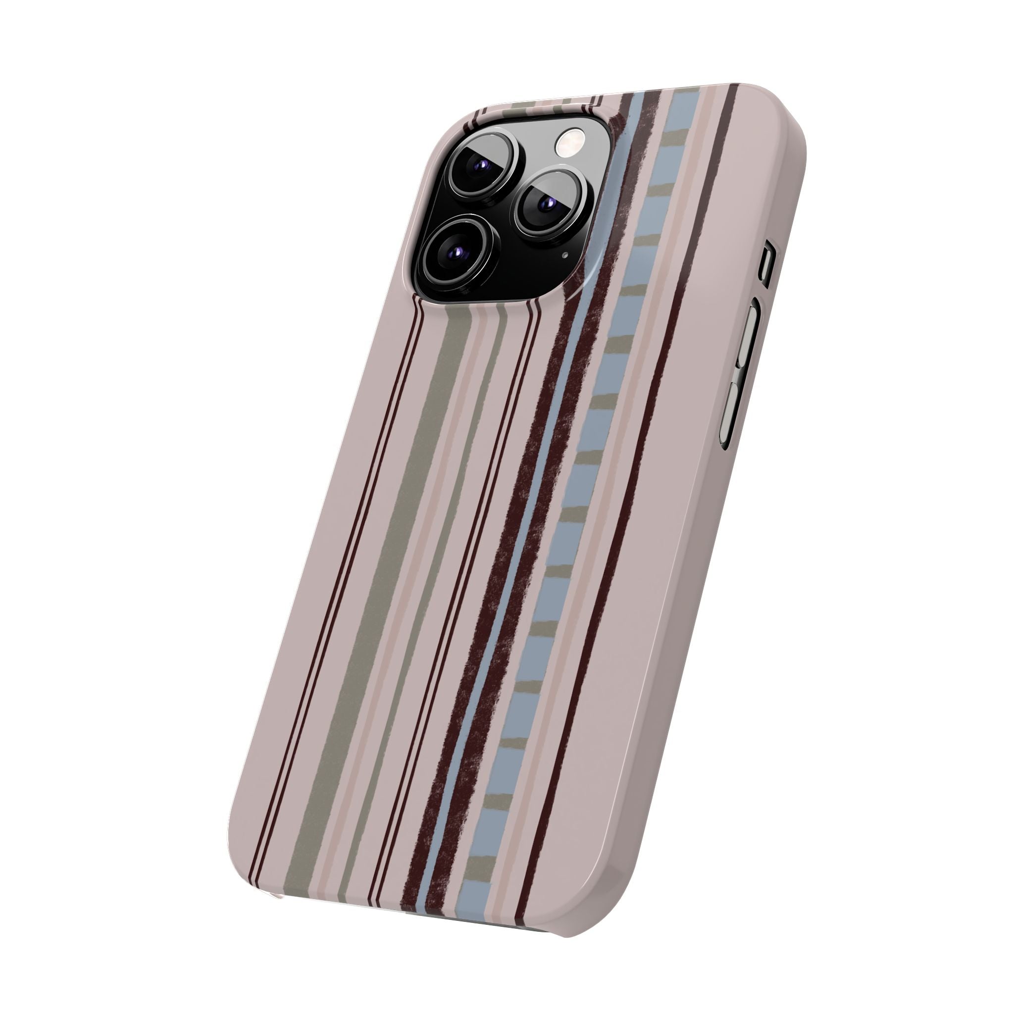 Slim Phone Case — Vintage Striped Pattern, Neutral Earthtone Protective Cover