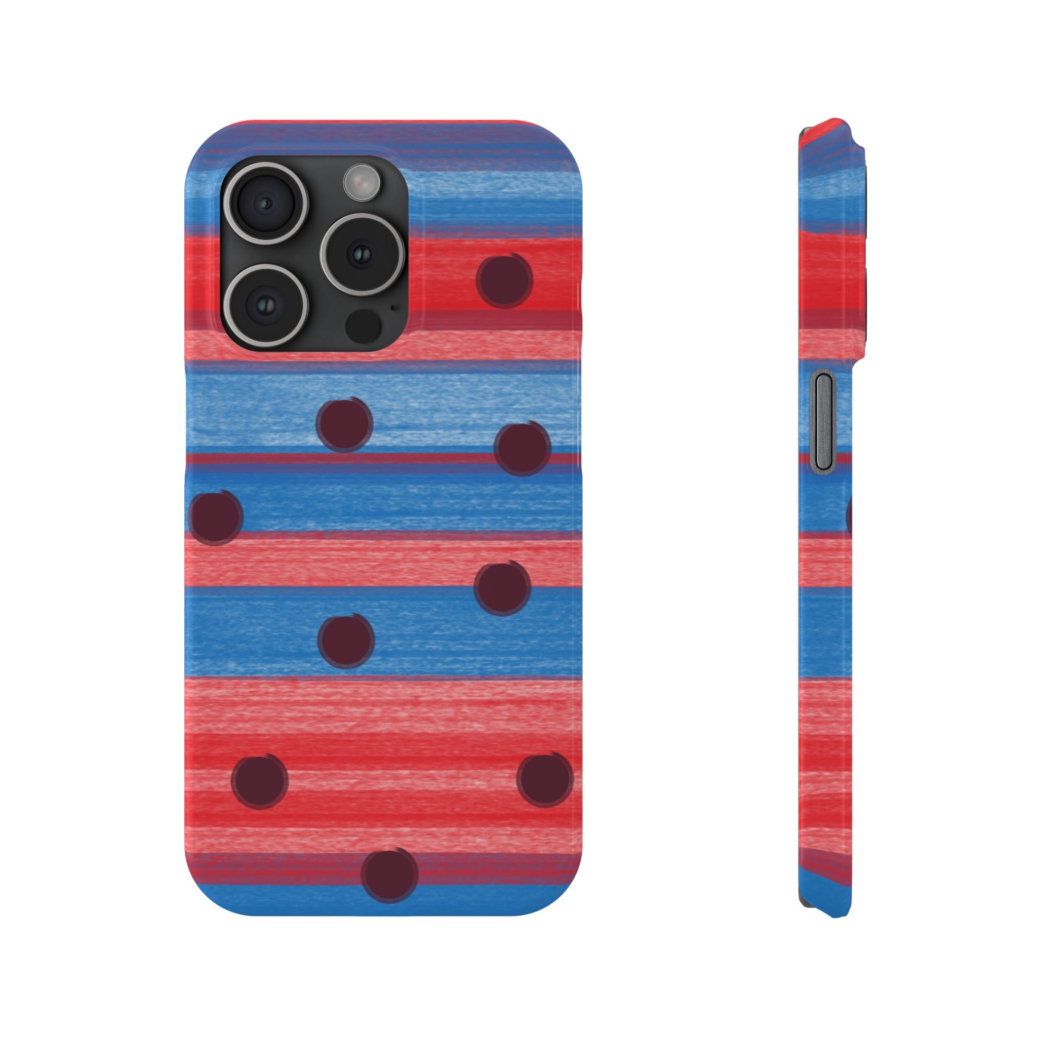 Slim Phone Case — Red & Blue Striped Polka Dot Pattern SATC Inspired