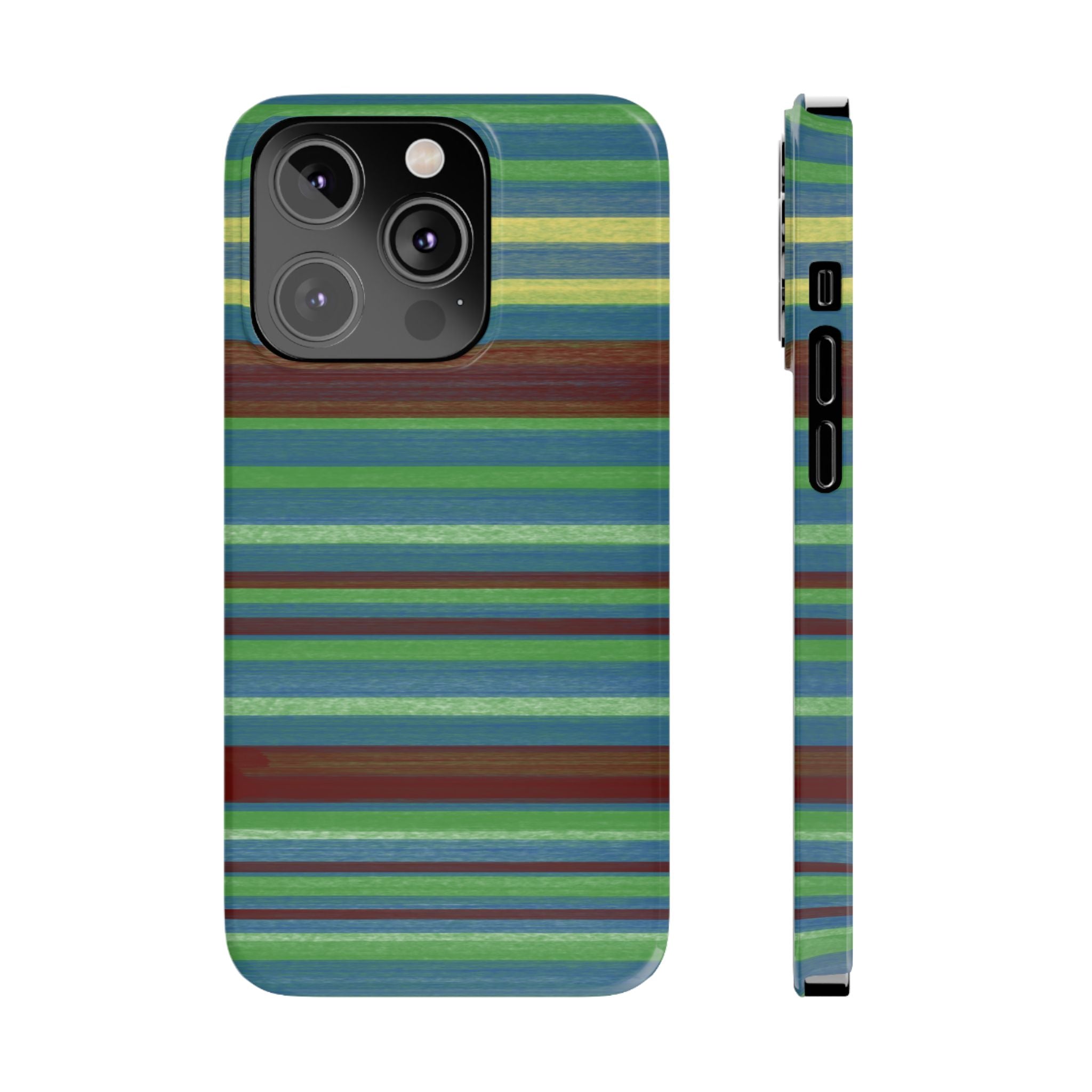 Striped Green Slim Phone Case — Blue & Teal Horizontal Stripes SATC Inspired