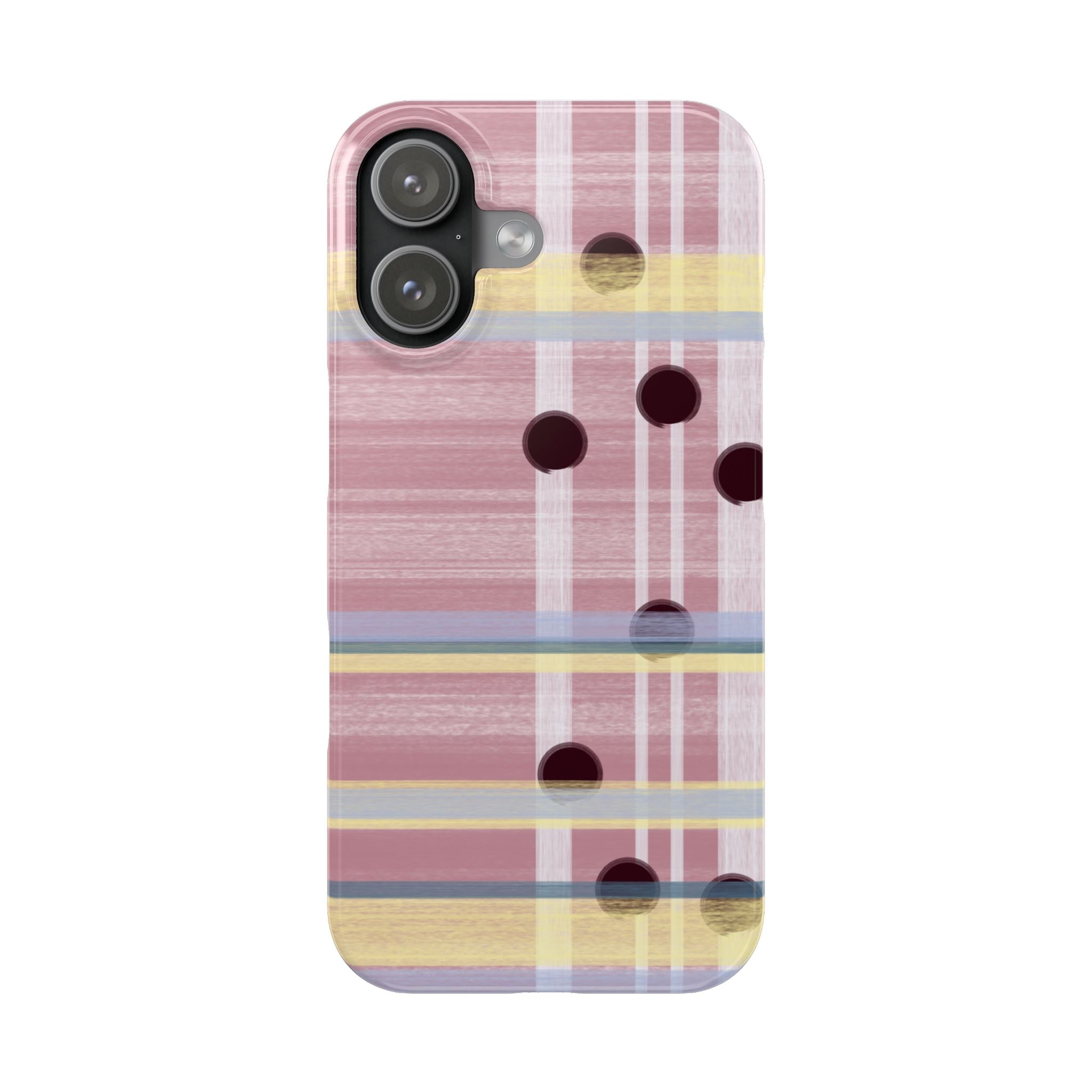 Slim Phone Case — Pink Plaid with Polka Dot Accent SATC Inspired