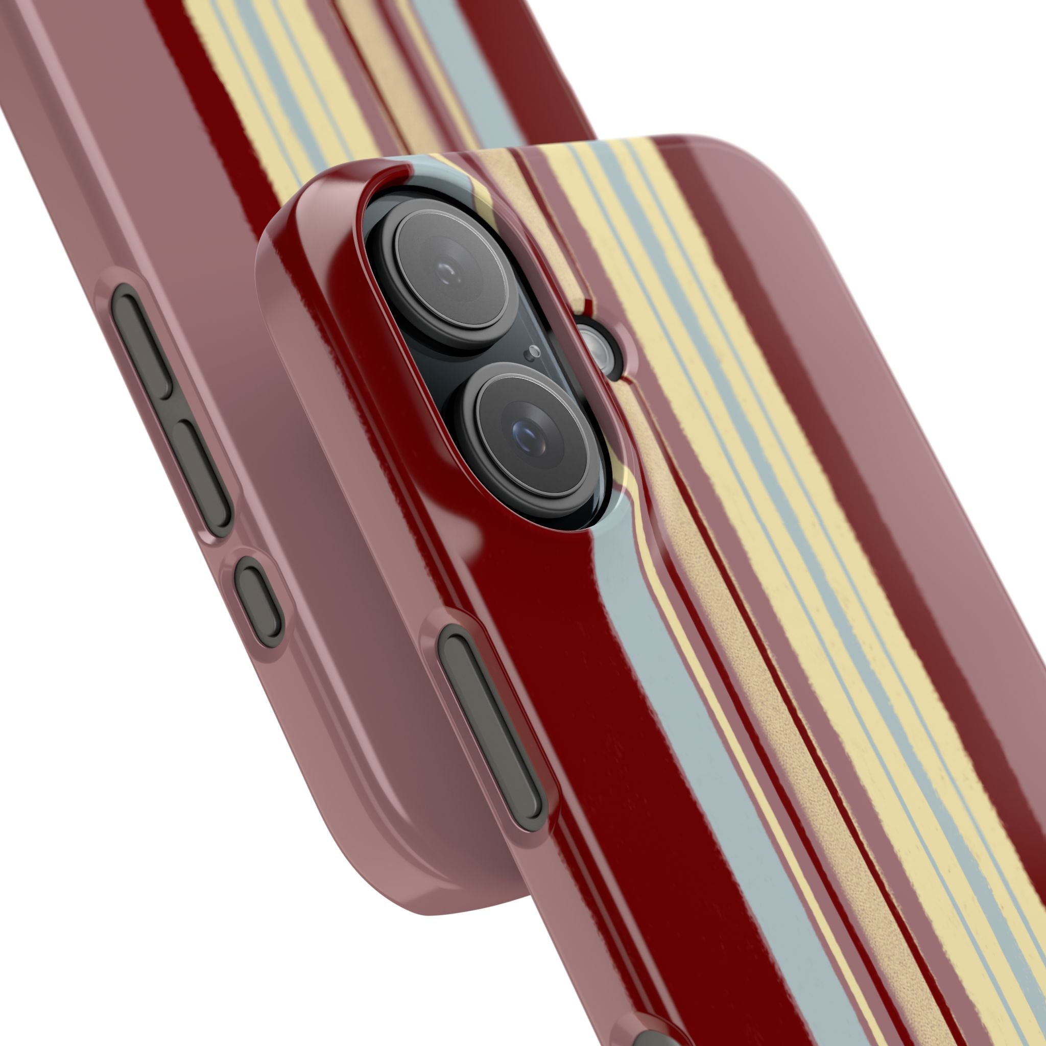 Slim Phone Case — Retro Vertical Stripe Design (Red, Blush, Cream)