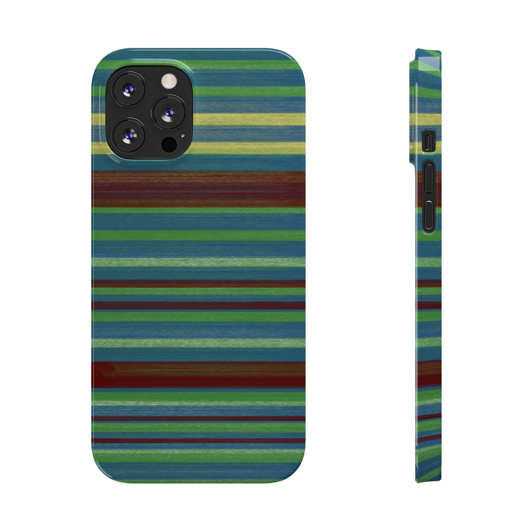 Striped Green Slim Phone Case — Blue & Teal Horizontal Stripes SATC Inspired