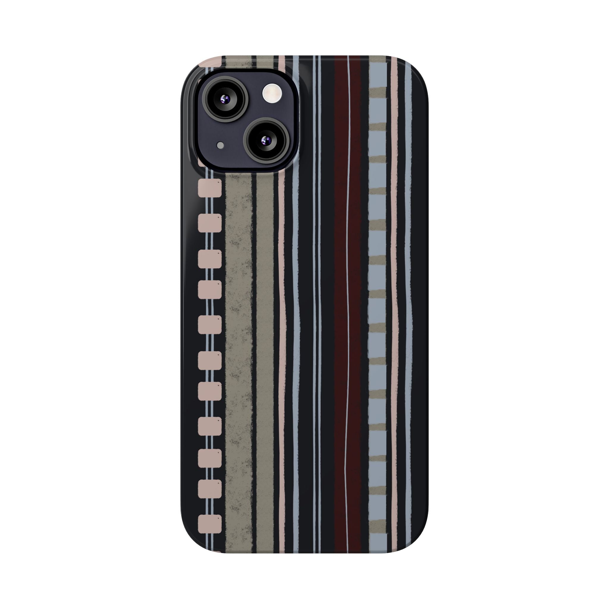 Slim Phone Case — Vintage Striped Pattern, Neutral Earthtone Protective Cover