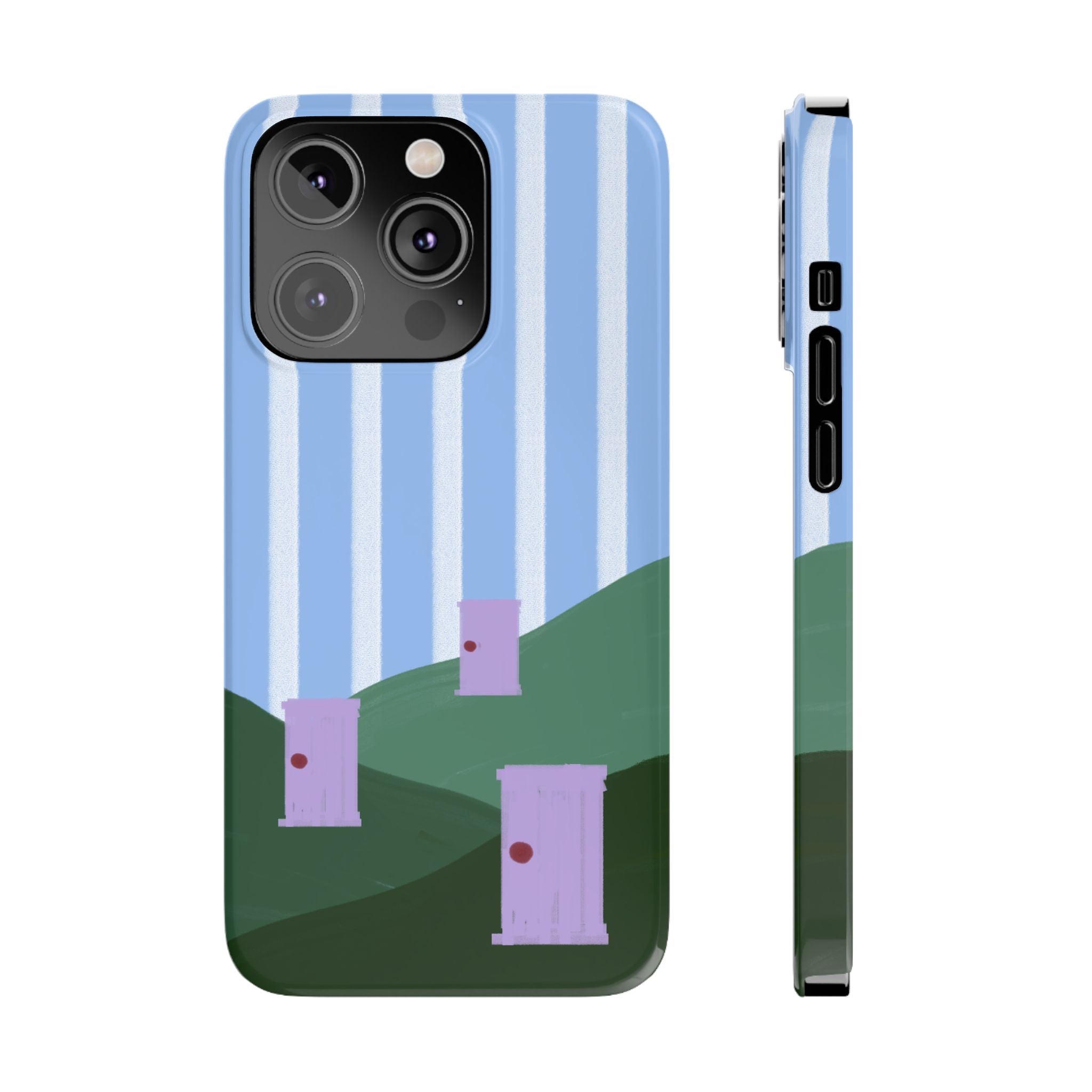 Slim Phone Case — Whimsical Purple Doorway on Green Hills Backrooms-Inspired