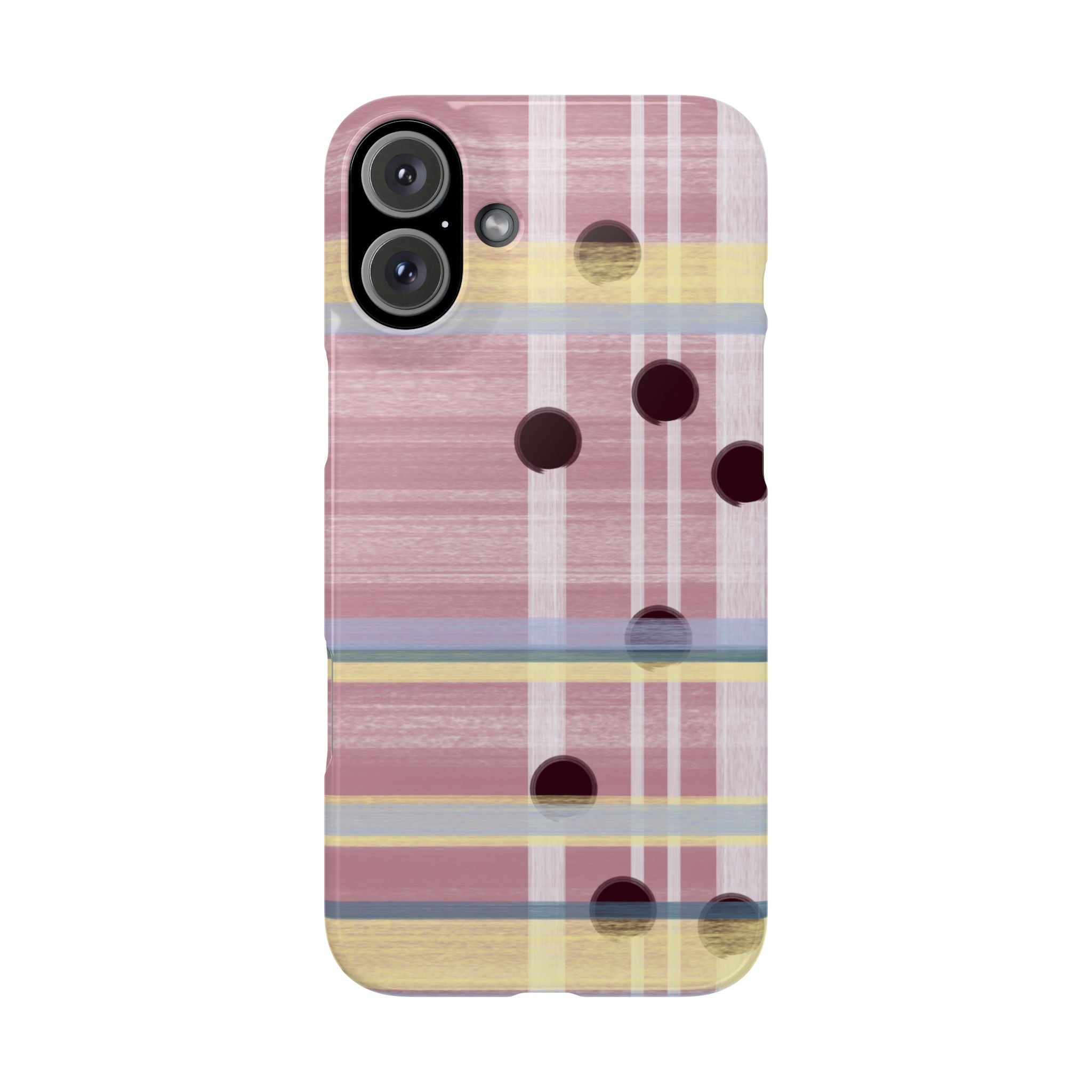 Slim Phone Case — Pink Plaid with Polka Dot Accent SATC Inspired