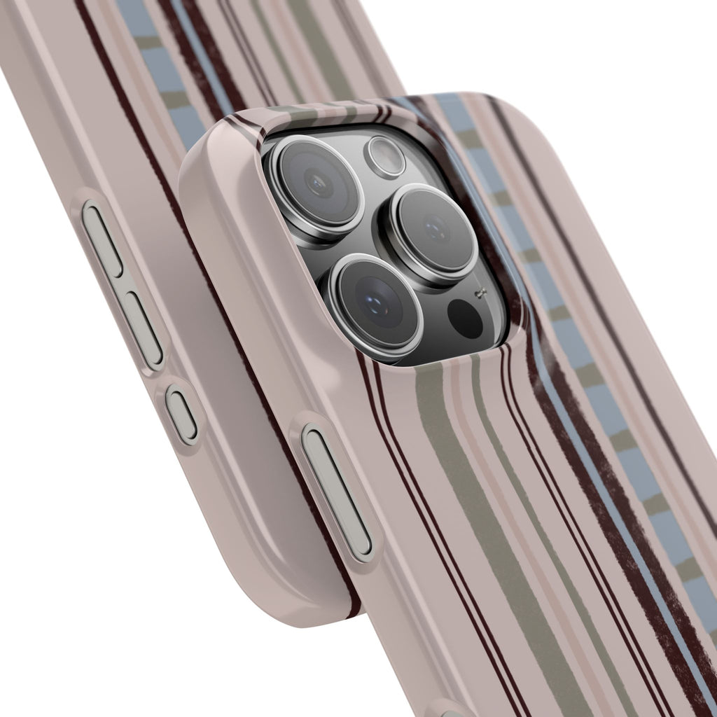 Slim Phone Case — Vintage Striped Pattern, Neutral Earthtone Protective Cover