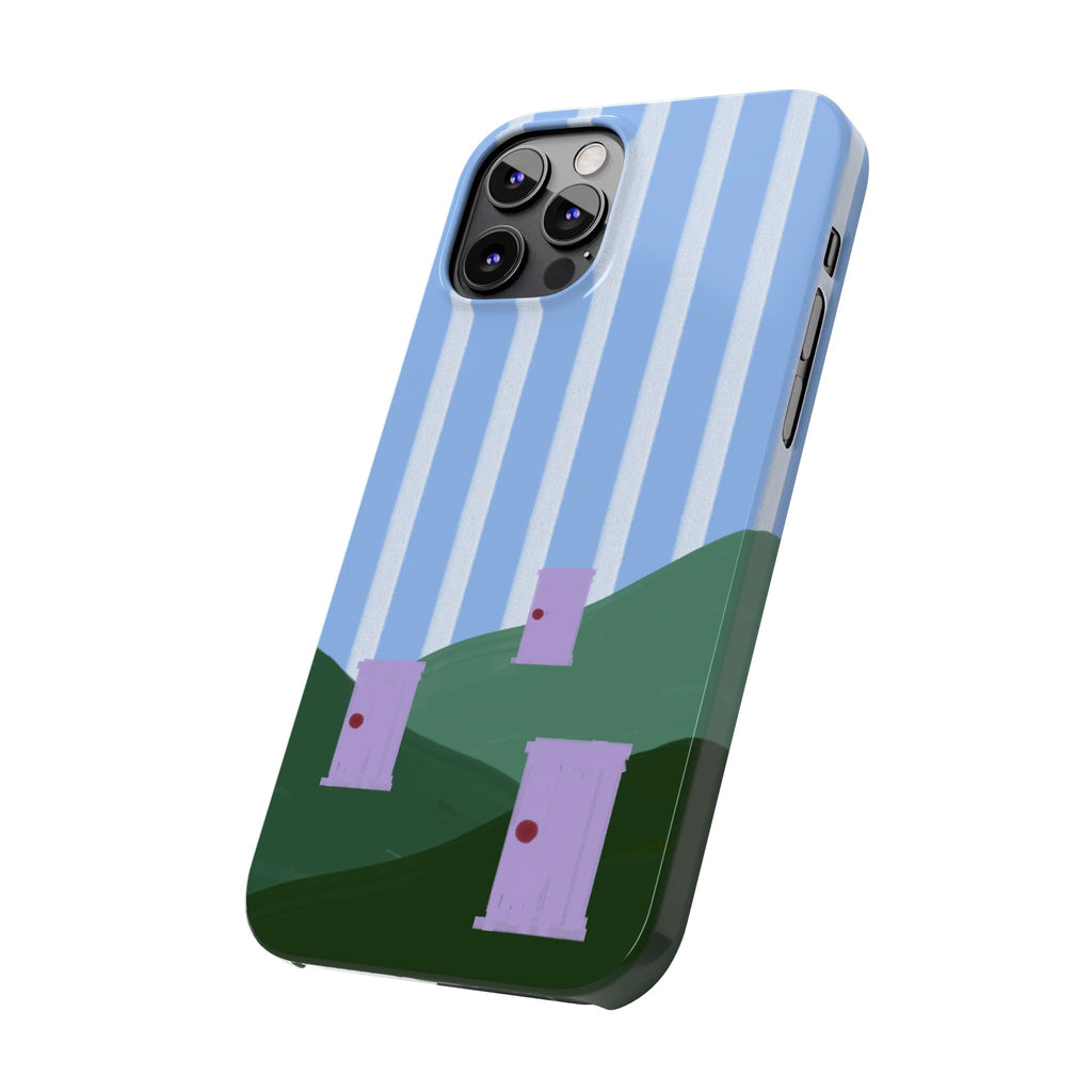 Slim Phone Case — Whimsical Purple Doorway on Green Hills Backrooms-Inspired