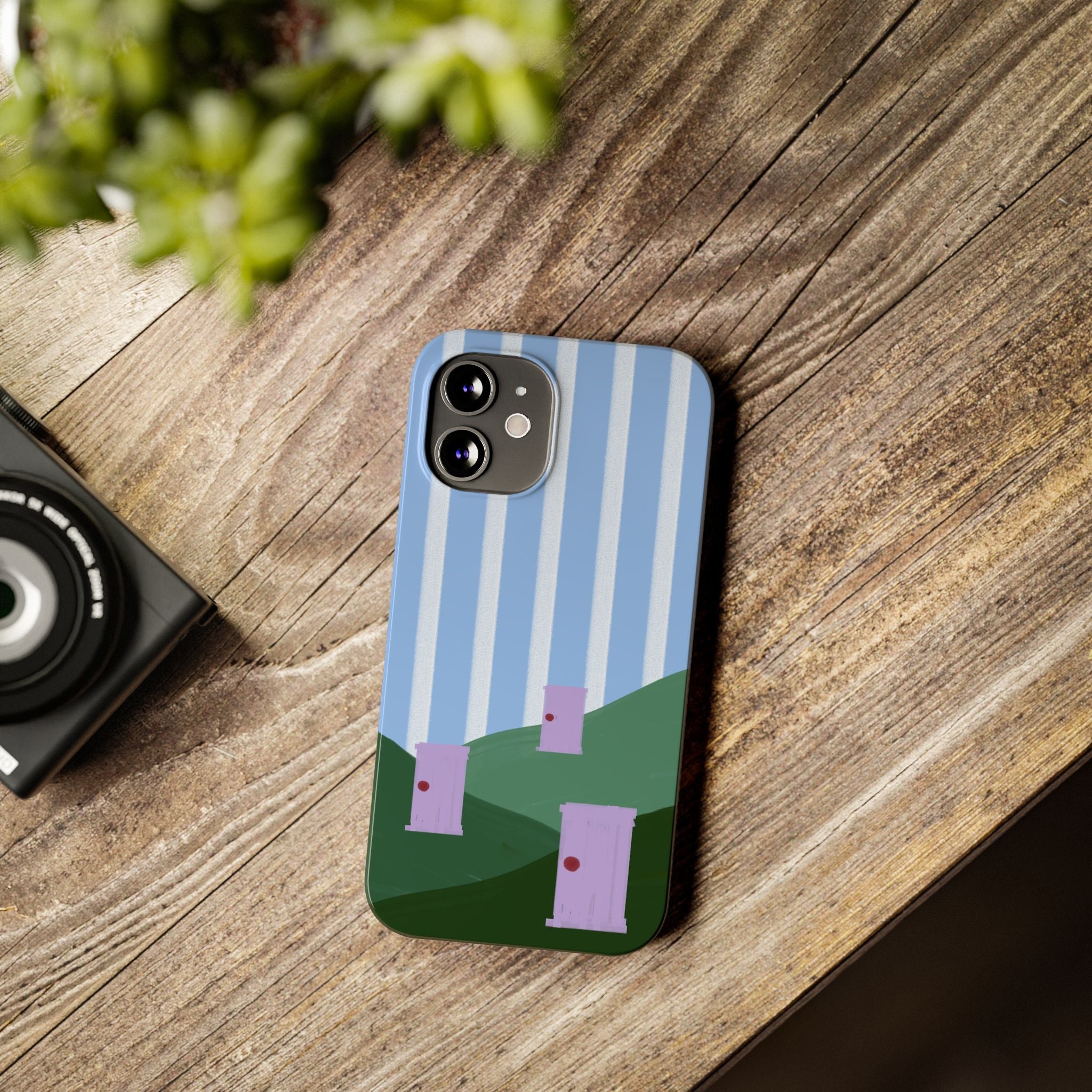 Slim Phone Case — Whimsical Purple Doorway on Green Hills Backrooms-Inspired