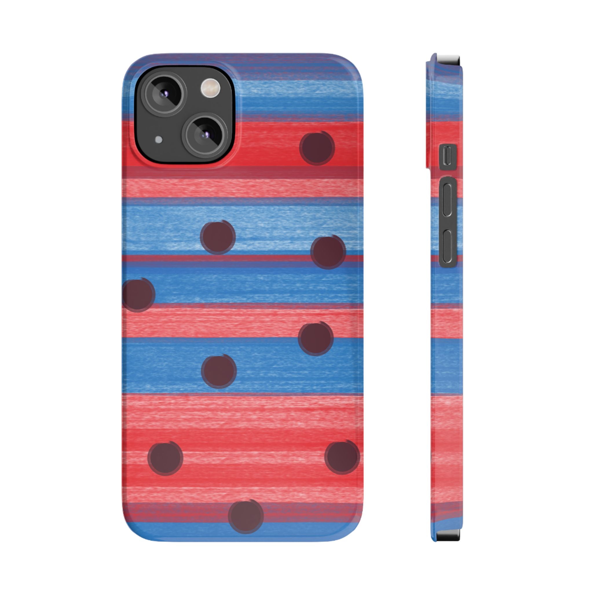 Slim Phone Case — Red & Blue Striped Polka Dot Pattern SATC Inspired