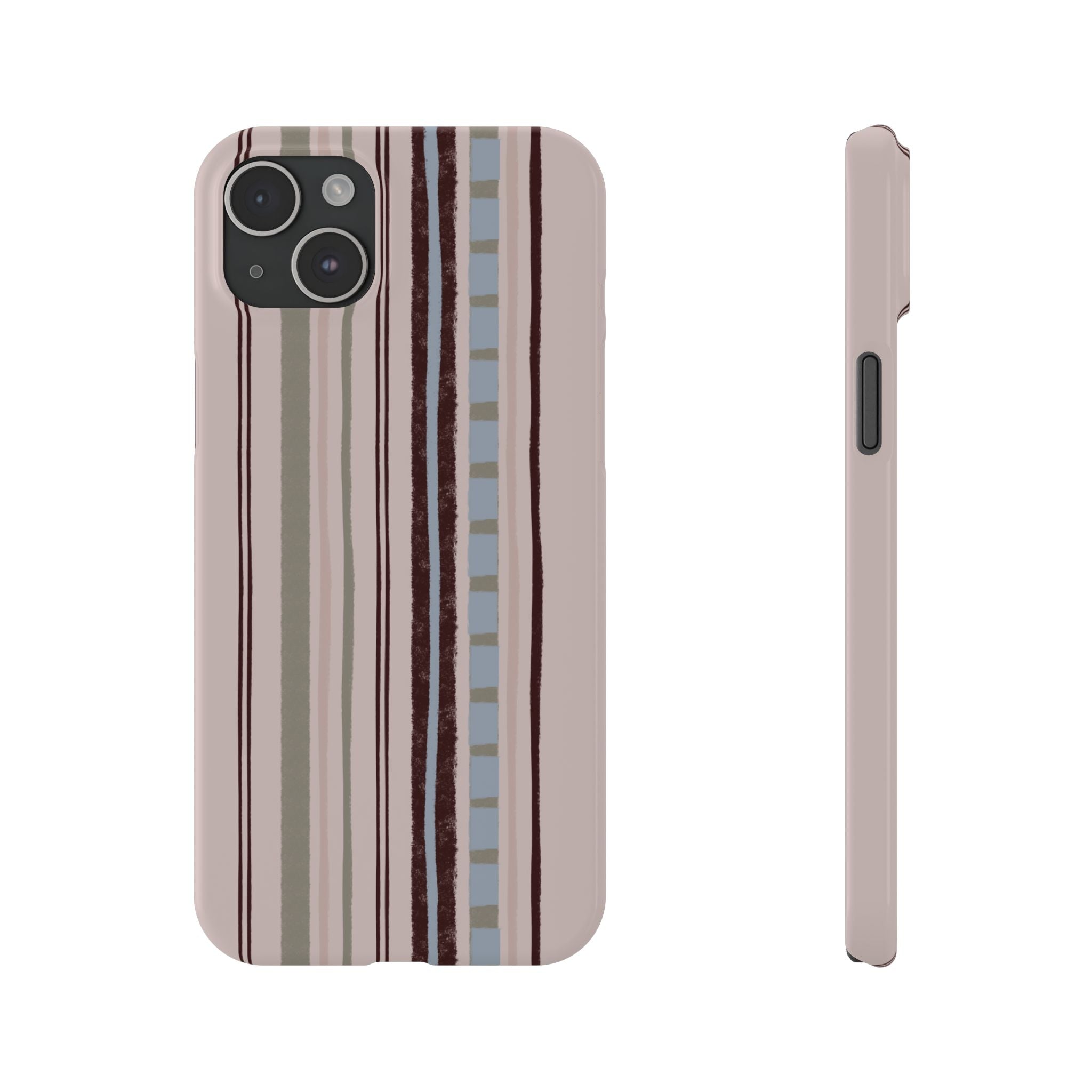 Slim Phone Case — Vintage Striped Pattern, Neutral Earthtone Protective Cover