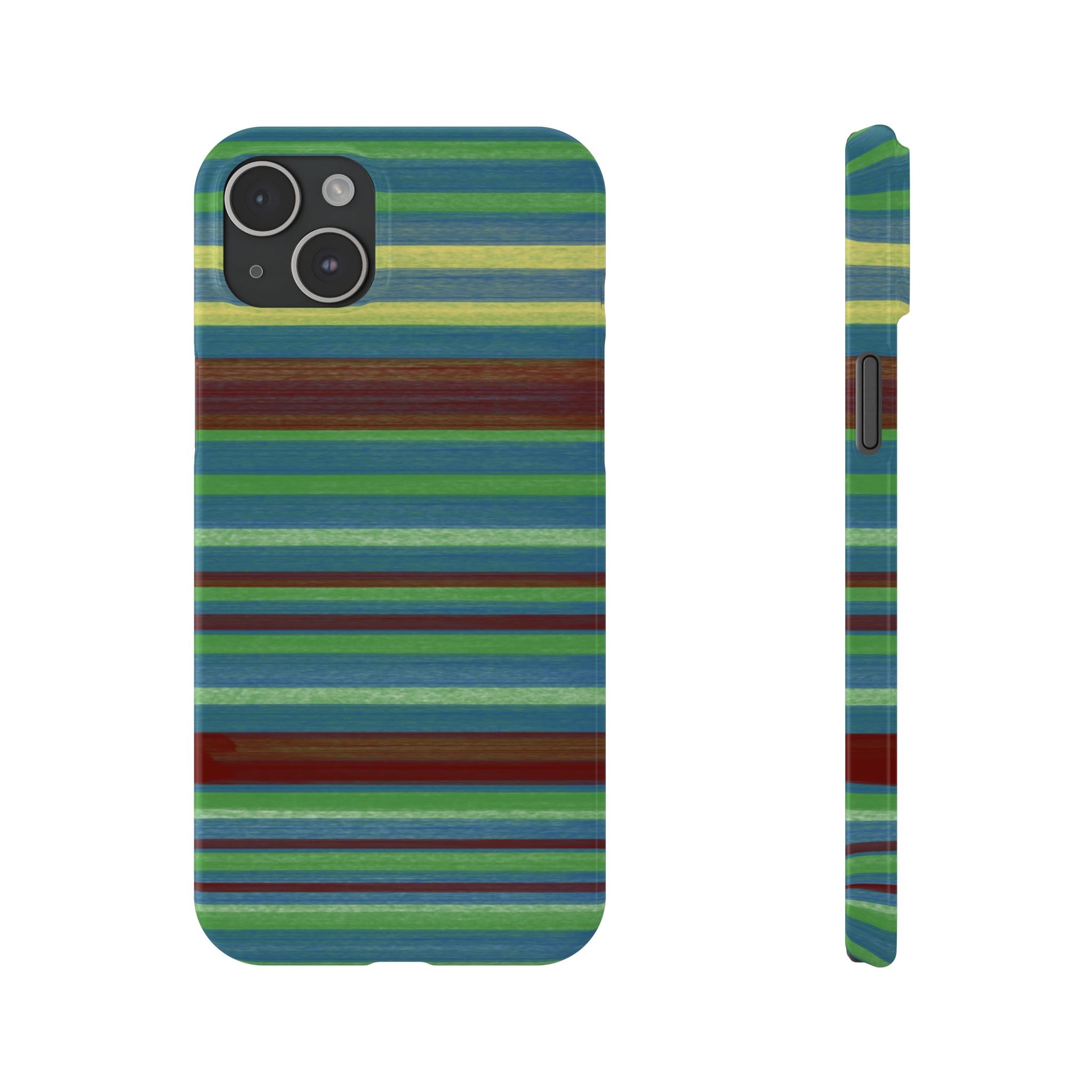 Striped Green Slim Phone Case — Blue & Teal Horizontal Stripes SATC Inspired