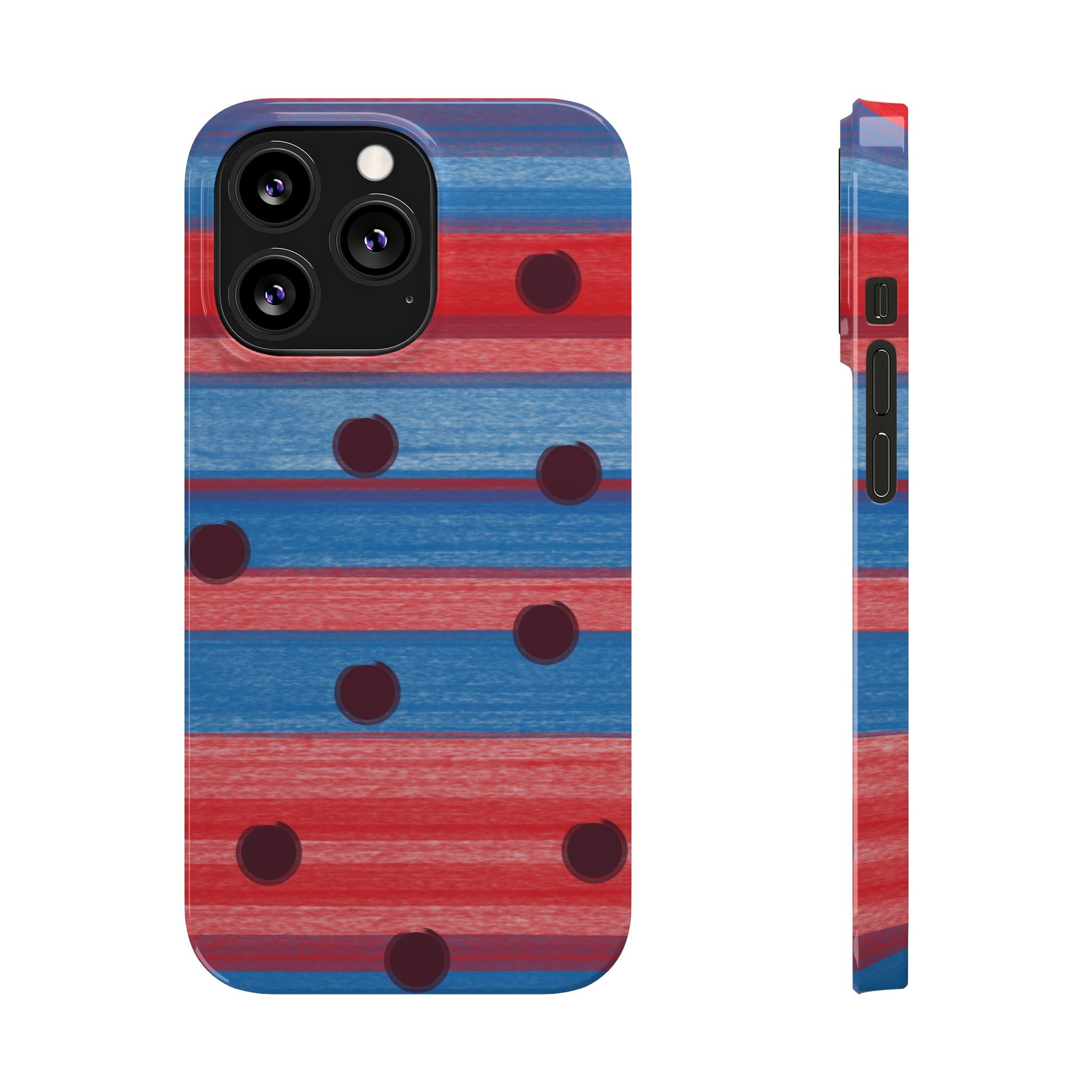 Slim Phone Case — Red & Blue Striped Polka Dot Pattern SATC Inspired