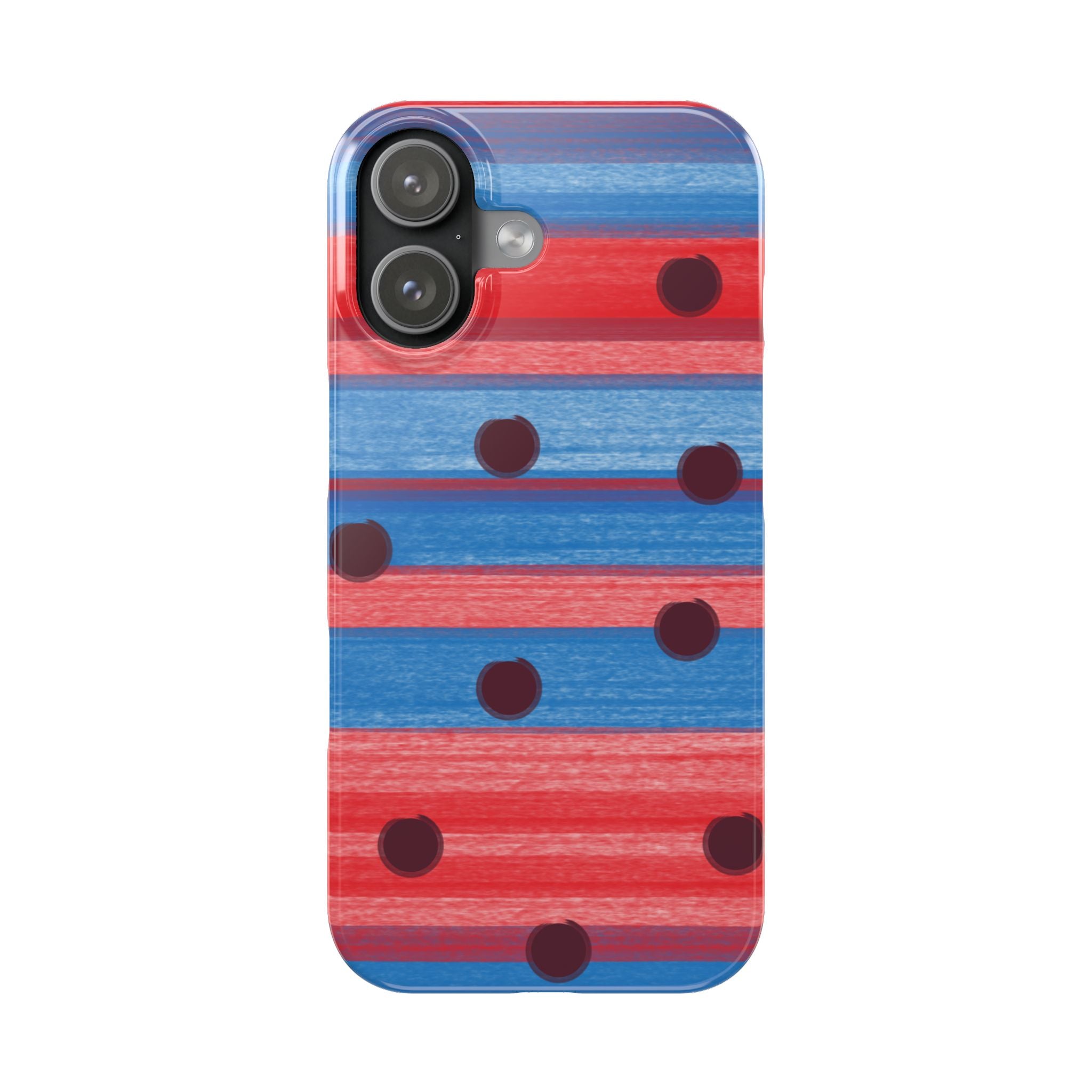 Slim Phone Case — Red & Blue Striped Polka Dot Pattern SATC Inspired