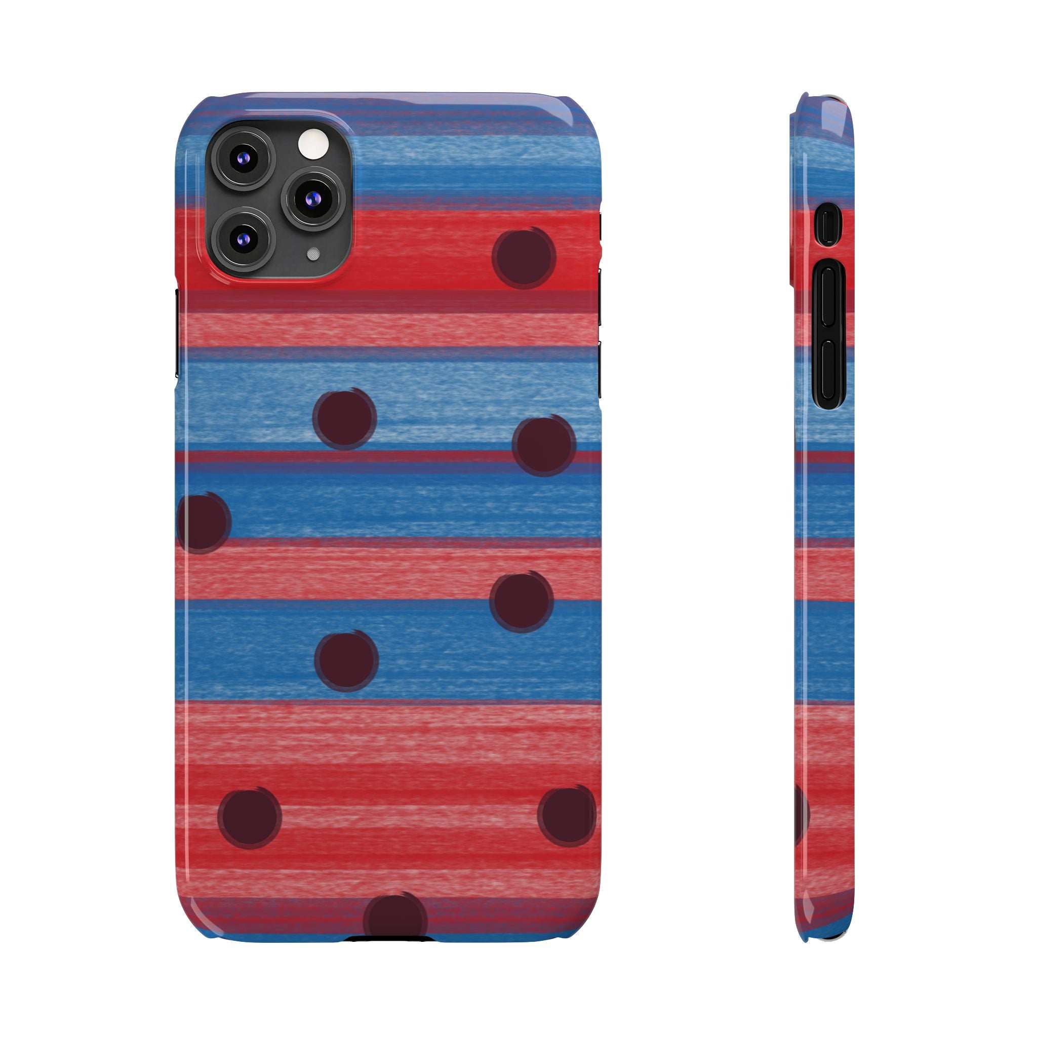 Slim Phone Case — Red & Blue Striped Polka Dot Pattern SATC Inspired