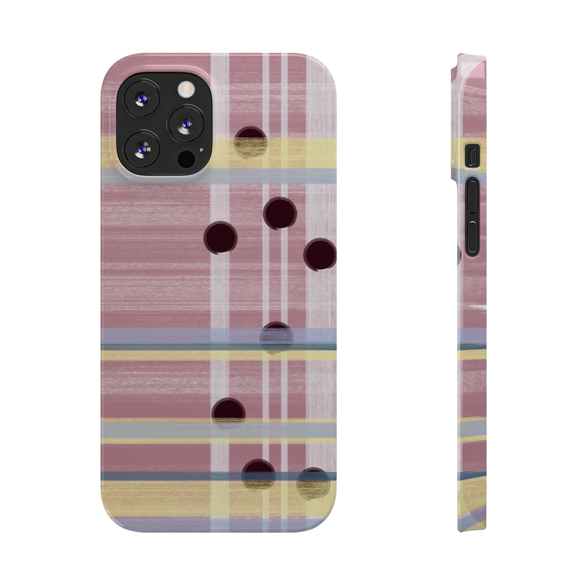 Slim Phone Case — Pink Plaid with Polka Dot Accent SATC Inspired