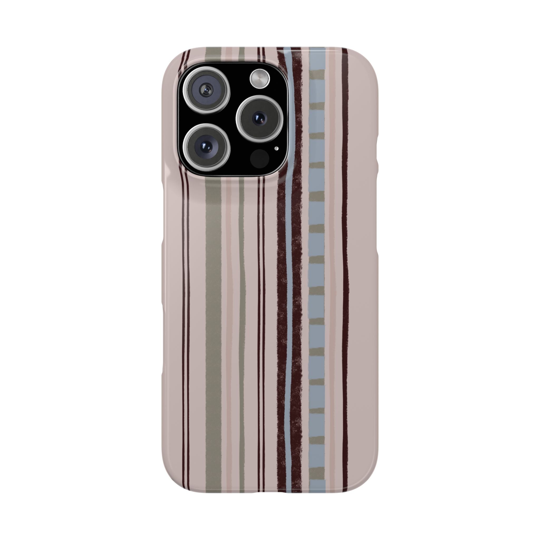 Slim Phone Case — Vintage Striped Pattern, Neutral Earthtone Protective Cover
