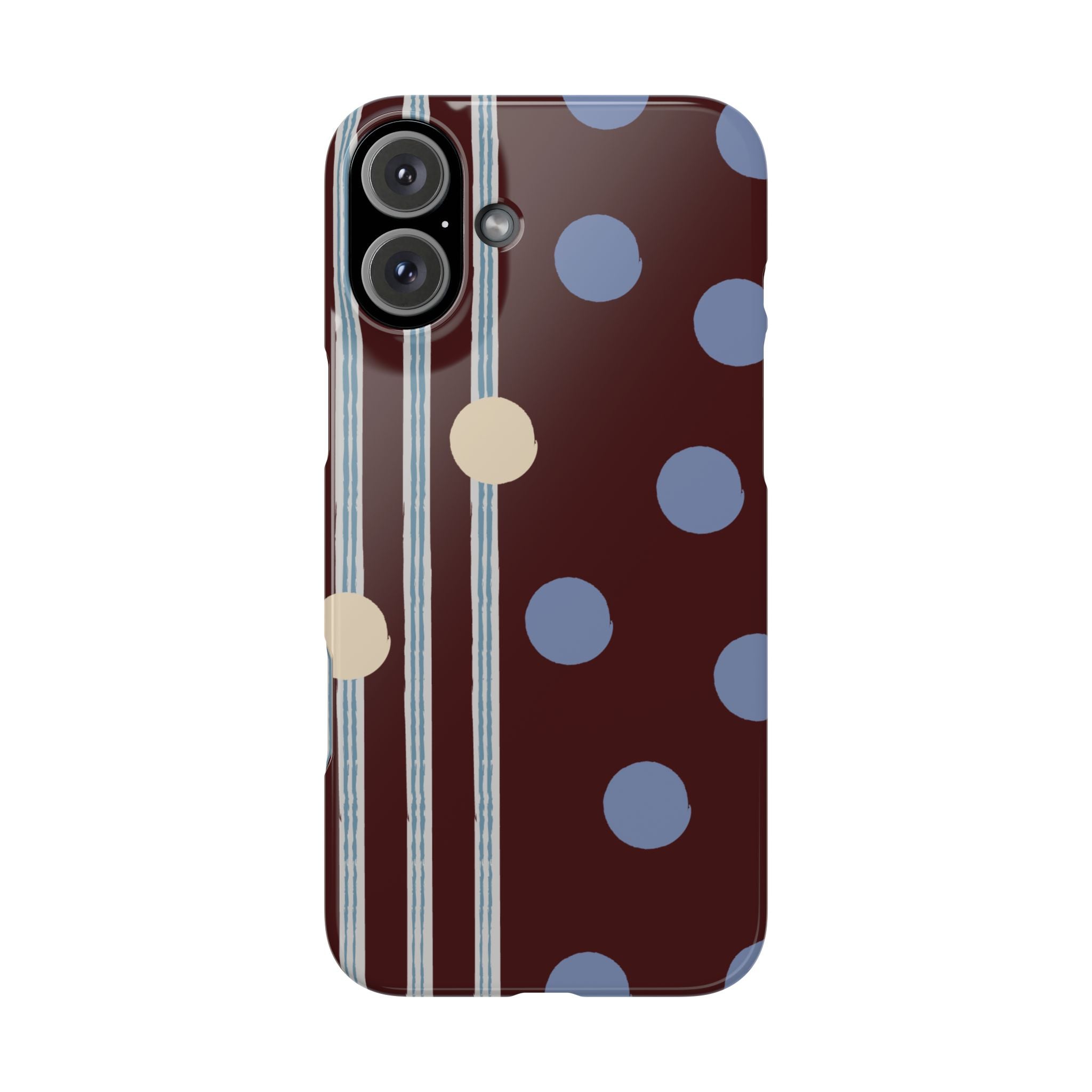 Polka Dot & Stripe Slim Phone Case — Burgundy Blue Retro Pattern
