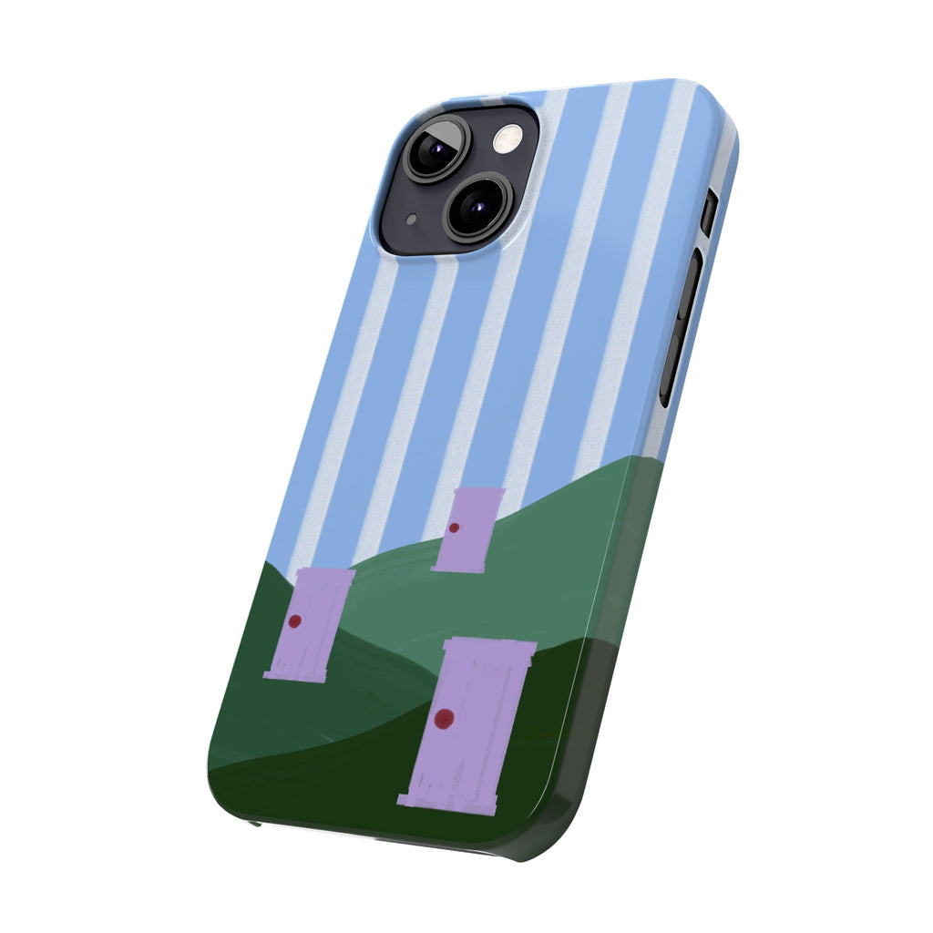 Slim Phone Case — Whimsical Purple Doorway on Green Hills Backrooms-Inspired